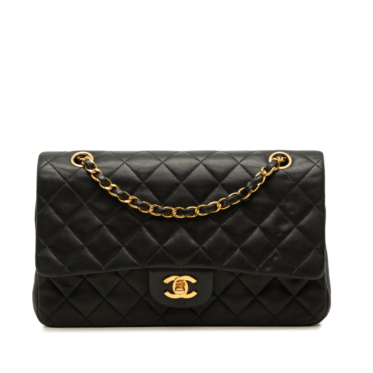 Chanel Medium Classic Lambskin Double Flap — Black