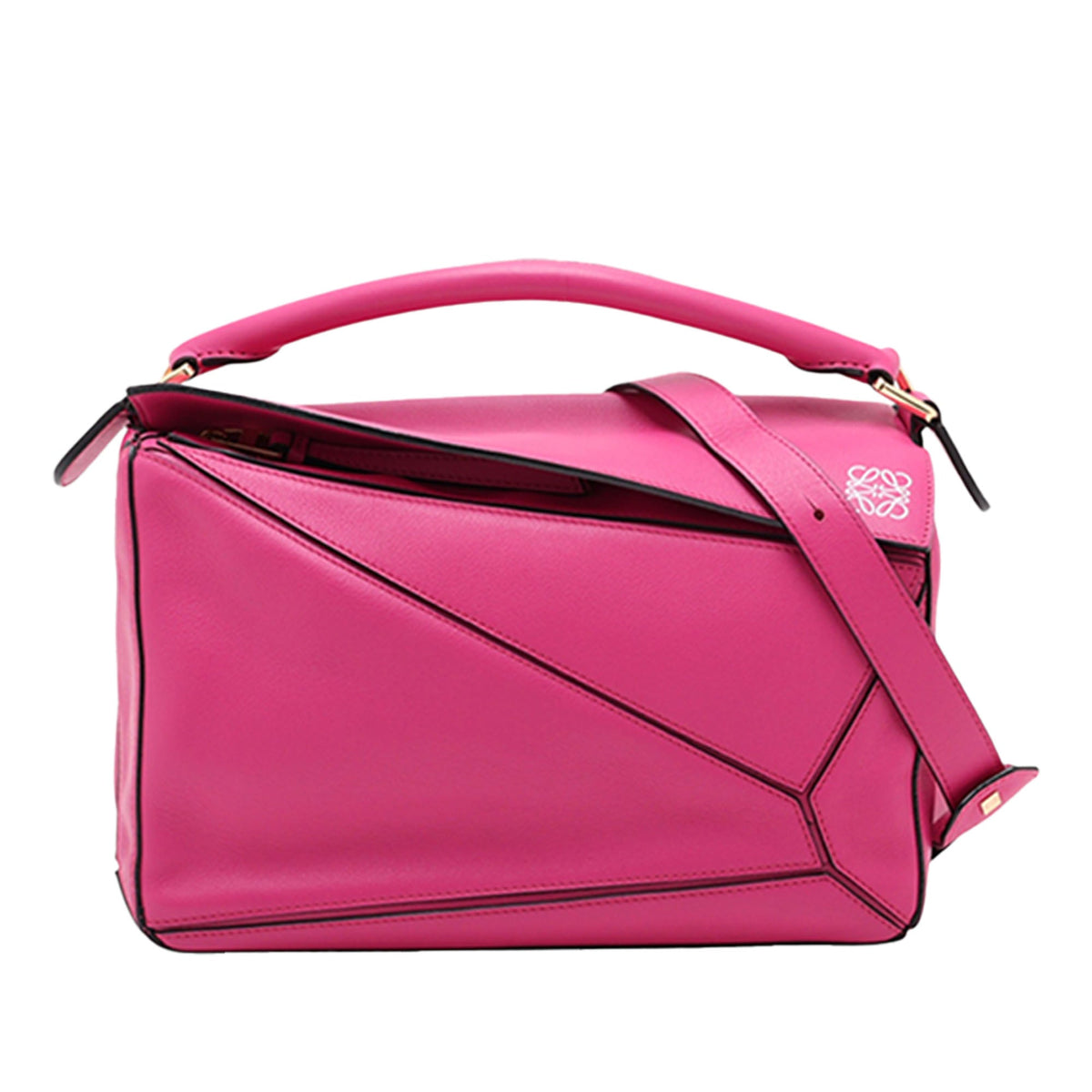 LOEWE Medium Calfskin Puzzle Satchel — Pink
