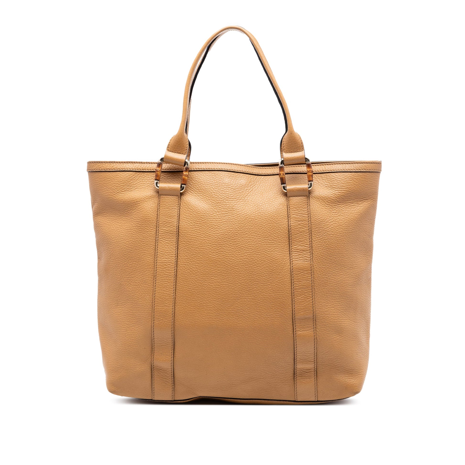 Gucci Grained Calfskin Bamboo Shopper Tote
