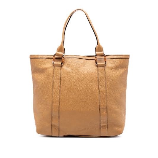 Gucci Grained Calfskin Bamboo Shopper Tote