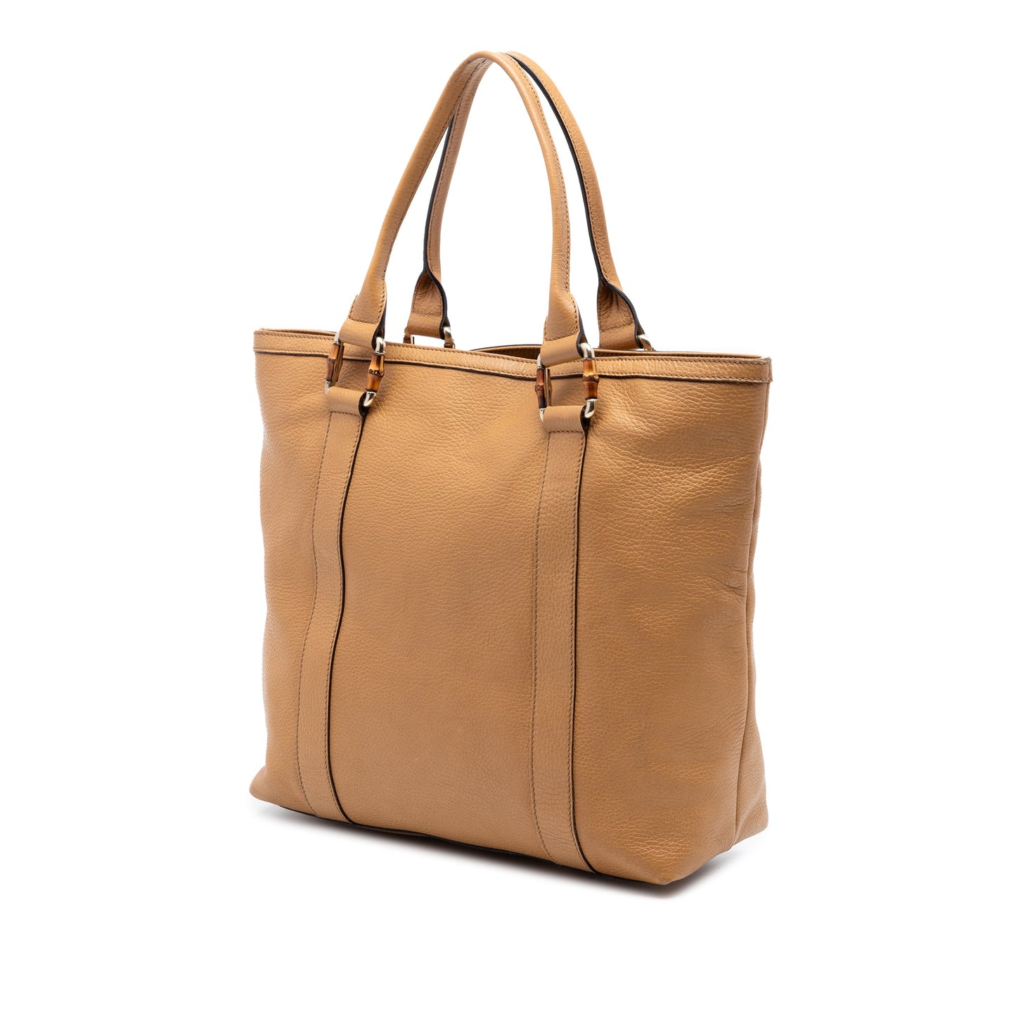Gucci Grained Calfskin Bamboo Shopper Tote