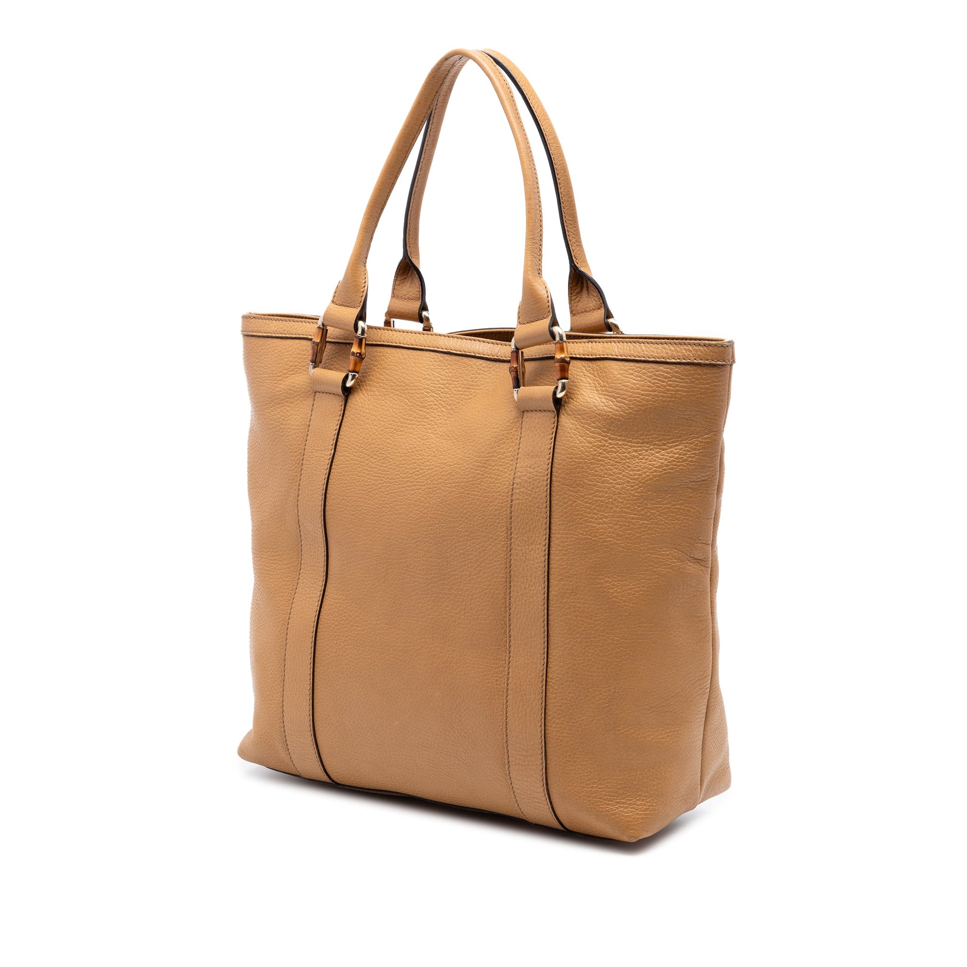 Gucci Grained Calfskin Bamboo Shopper Tote