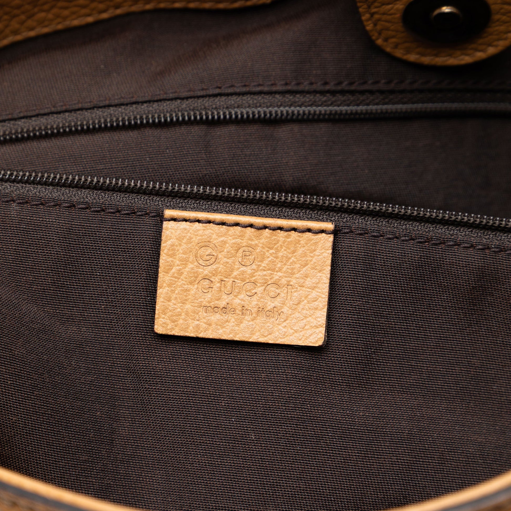 Gucci Grained Calfskin Bamboo Shopper Tote