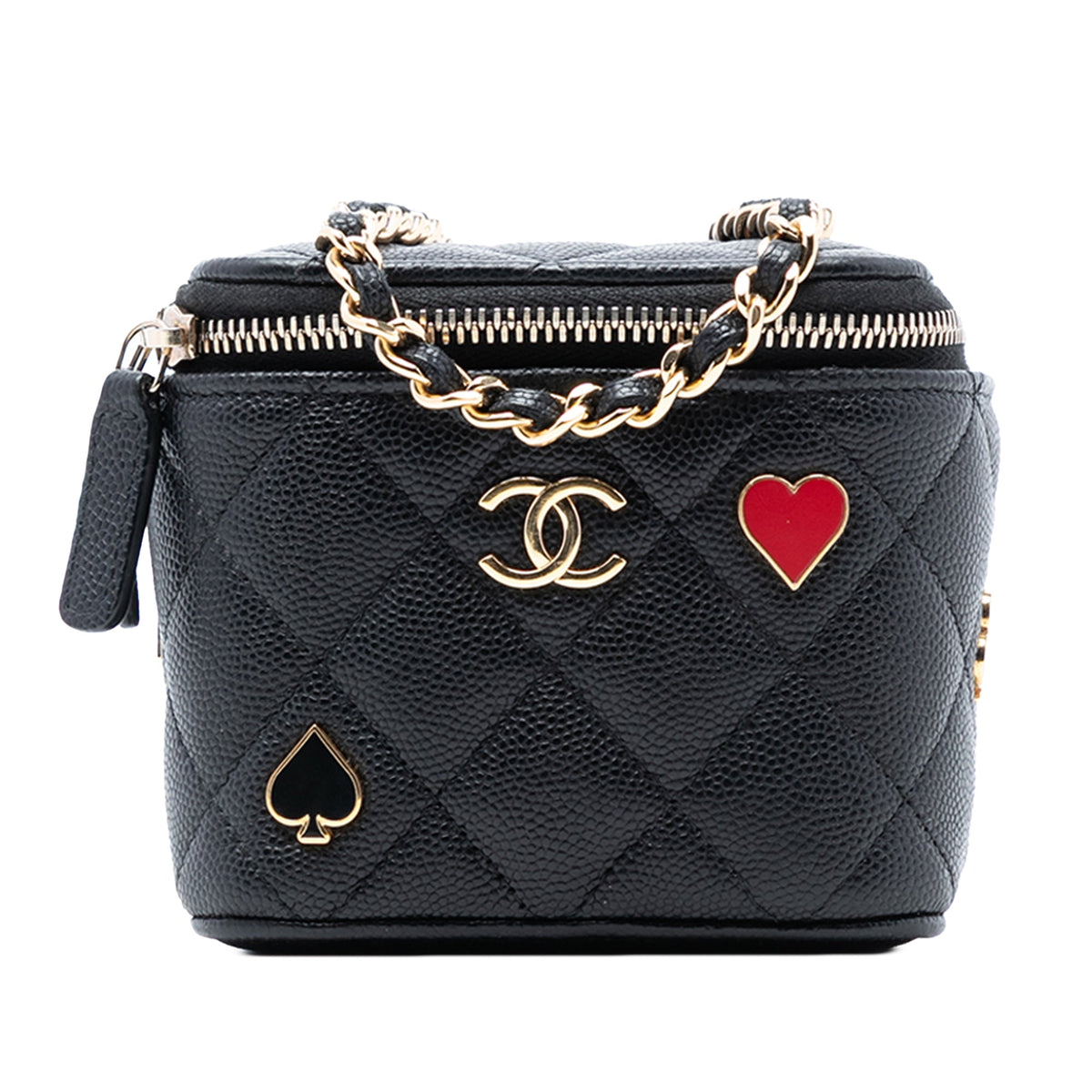 Chanel Mini Quilted Caviar Coco Casino Vanity Case — Black