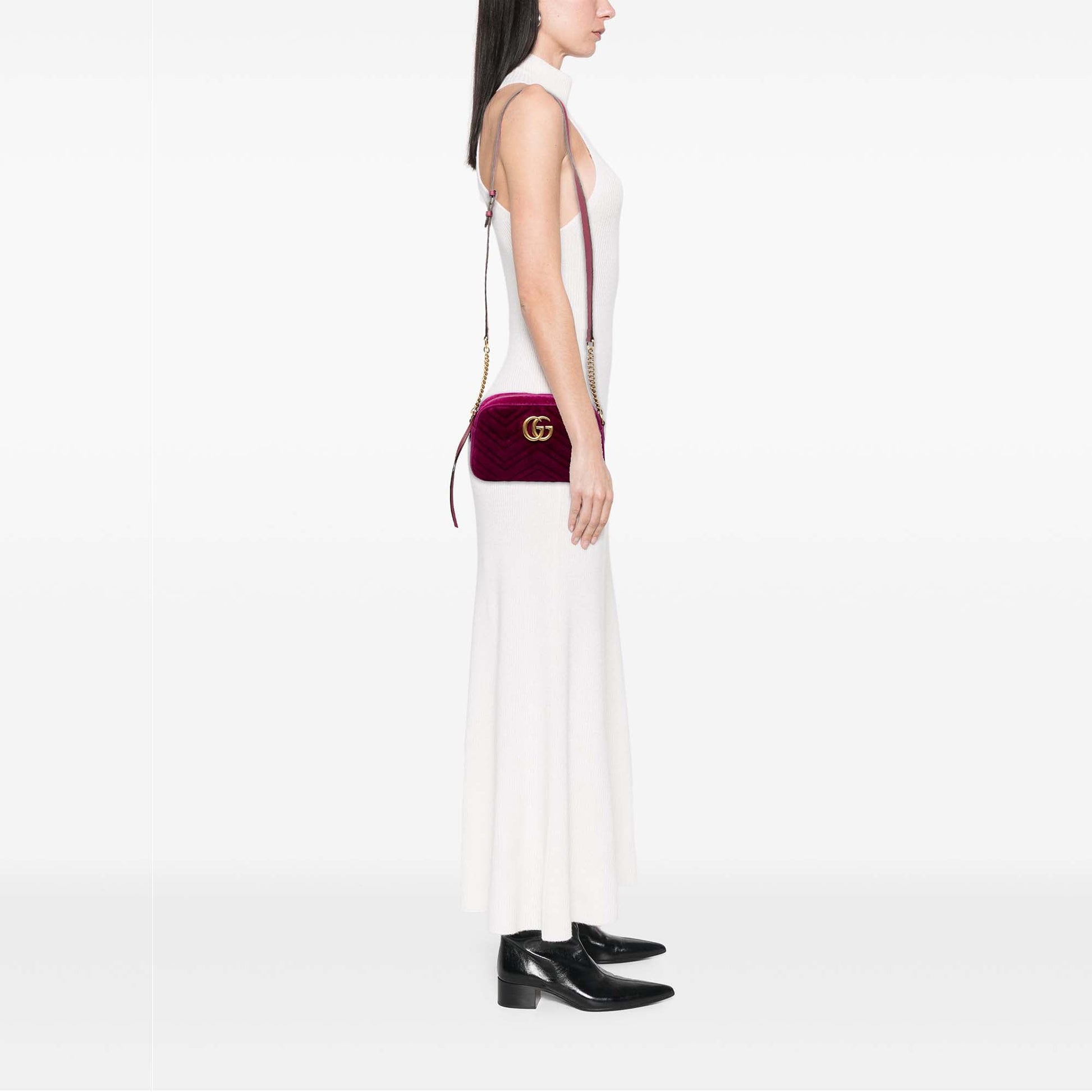 Gucci Small GG Marmont Matelasse Velvet Crossbody
