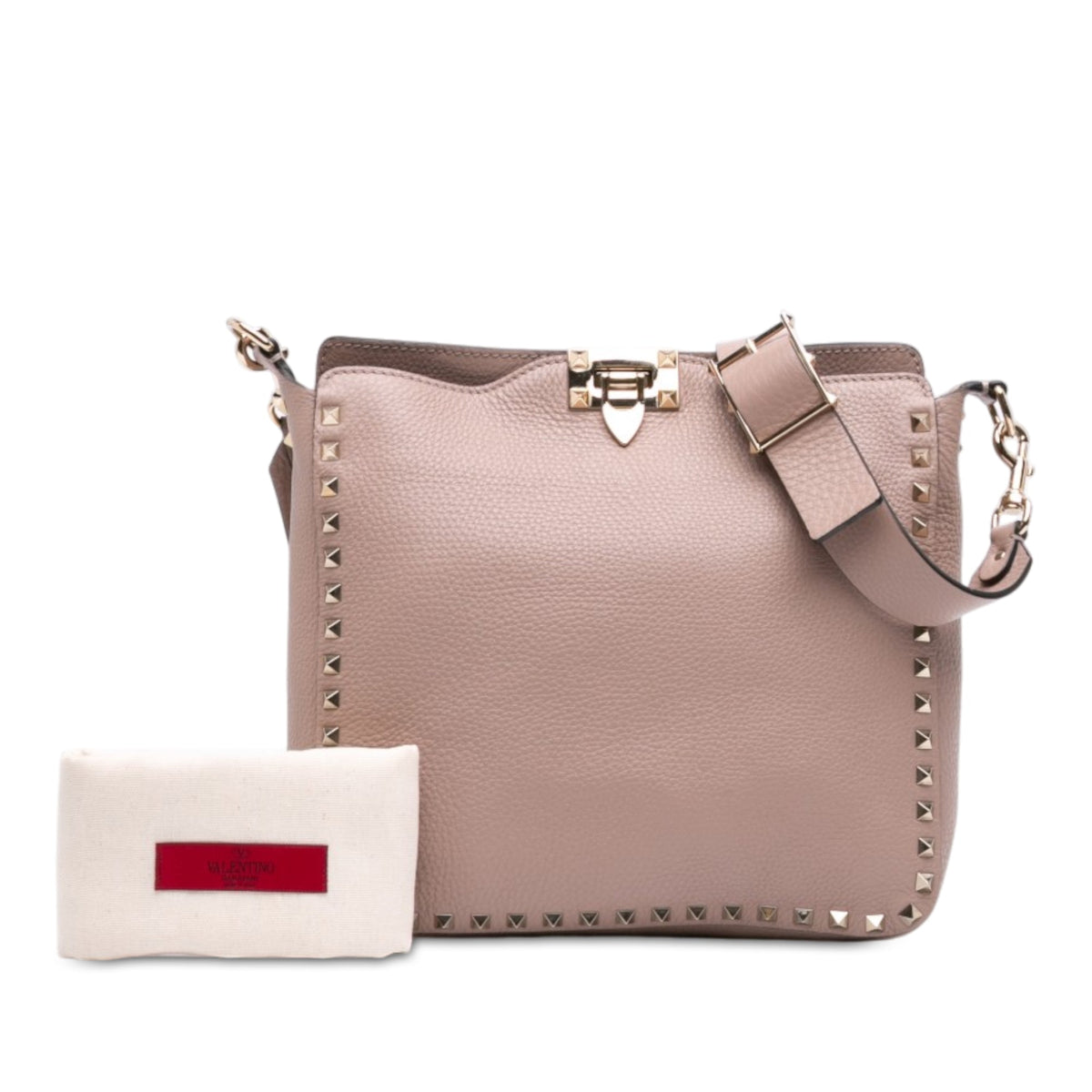 Valentino Small Grainy Calfskin Rockstud Flip Lock Messenger Bag