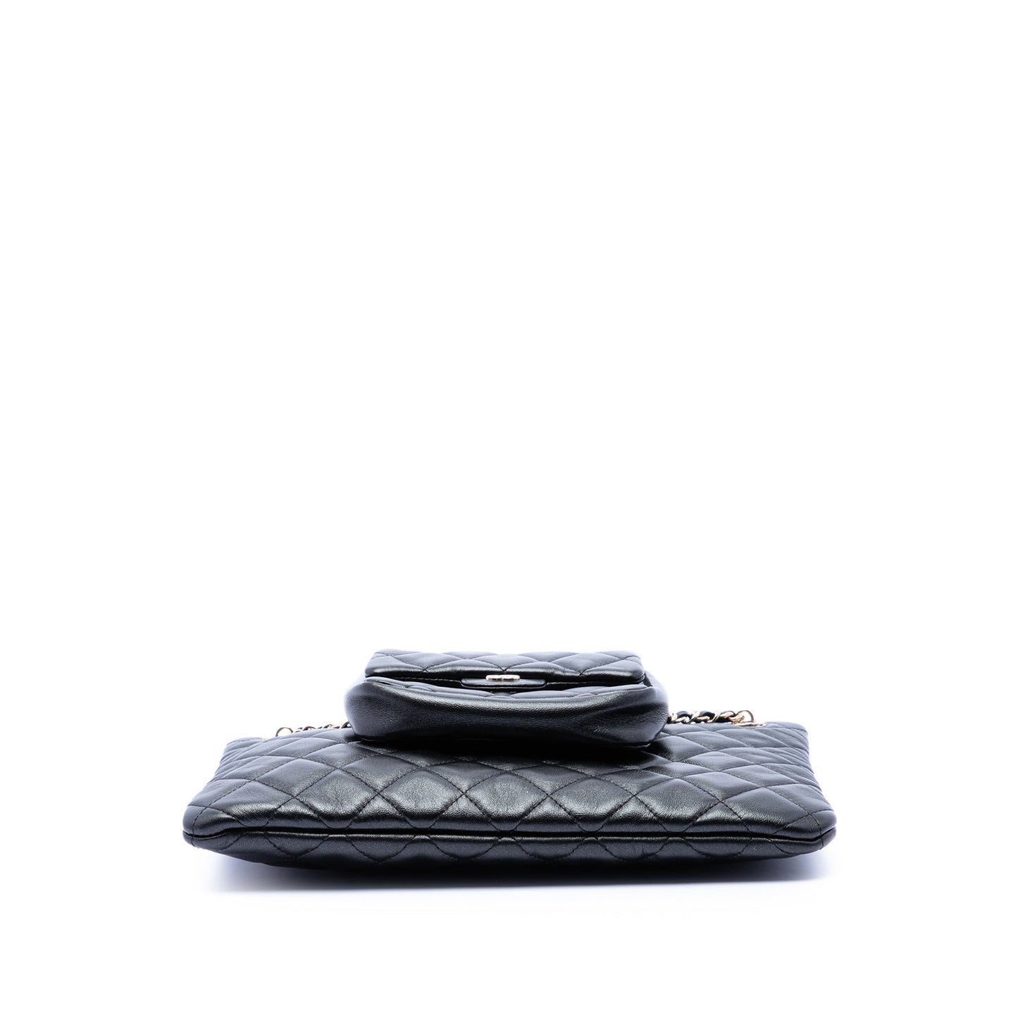 Chanel CC Quilted Lambskin Pouch with Mini Flap Purse