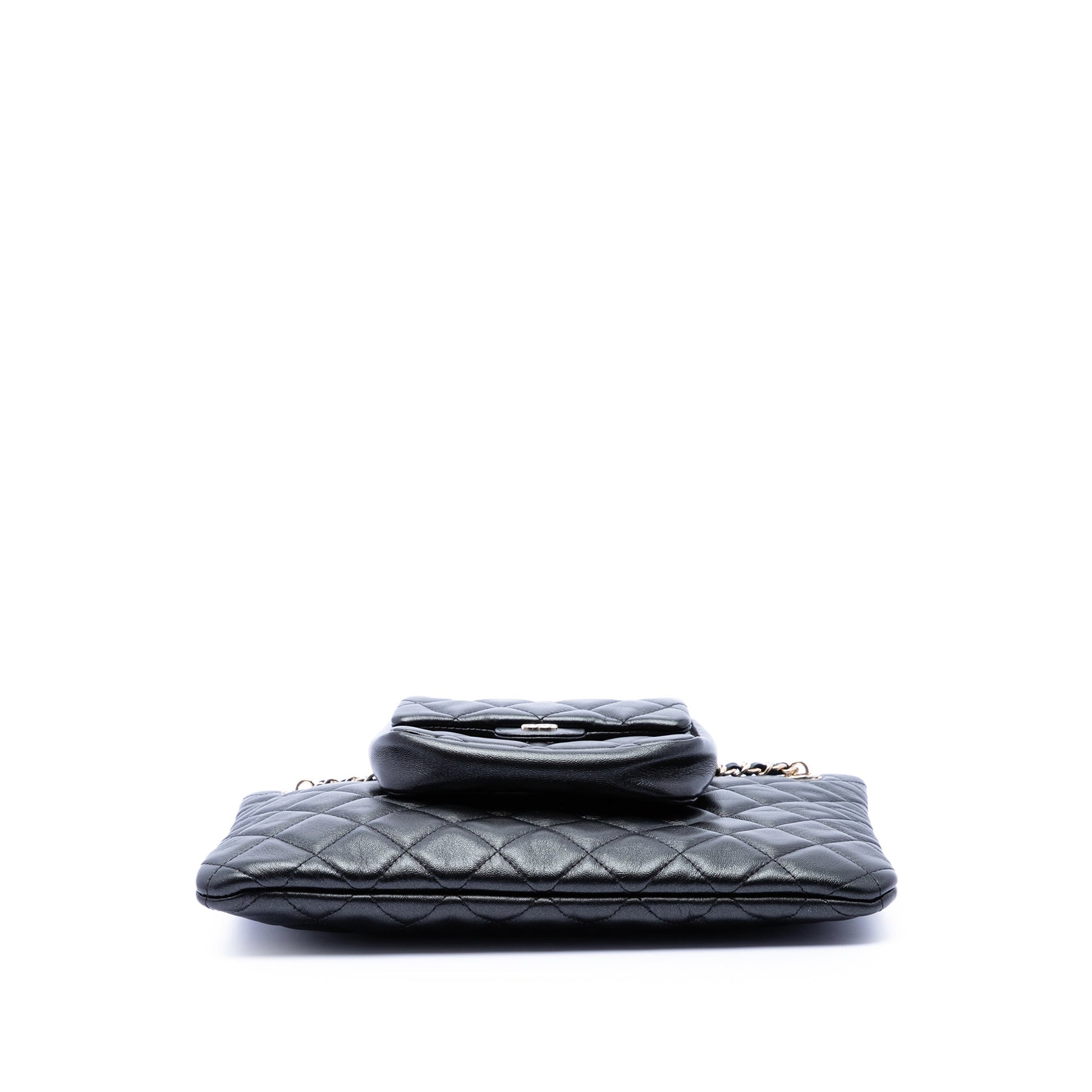 Chanel CC Quilted Lambskin Pouch with Mini Flap Purse