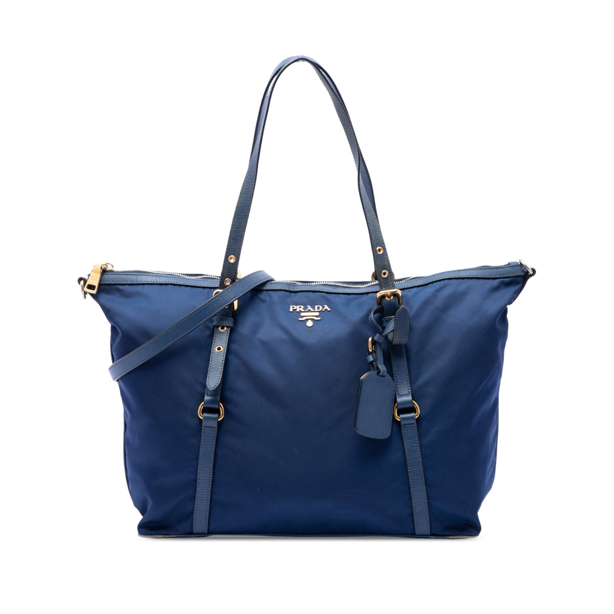 Prada Saffiano Trimmed Tessuto Zip Top Convertible Tote