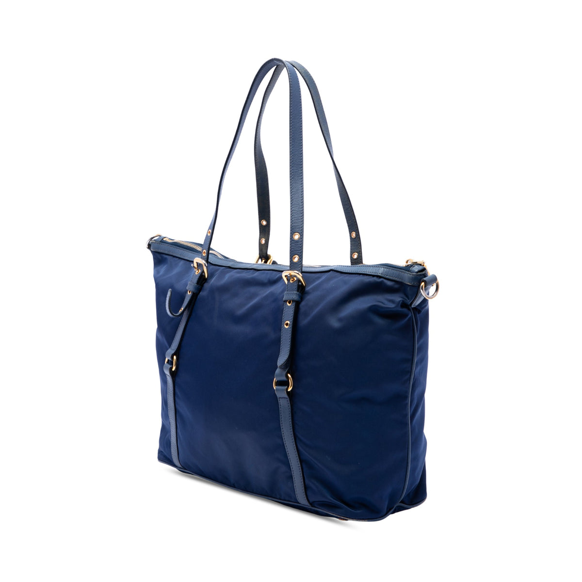Prada Saffiano Trimmed Tessuto Zip Top Convertible Tote