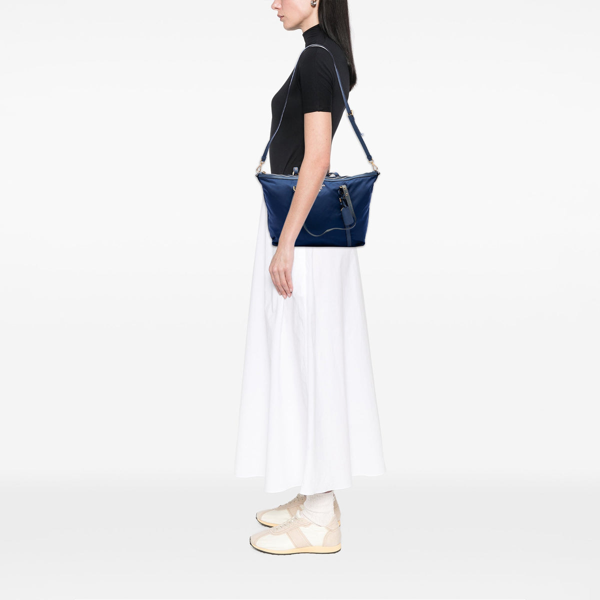 Prada Saffiano Trimmed Tessuto Zip Top Convertible Tote