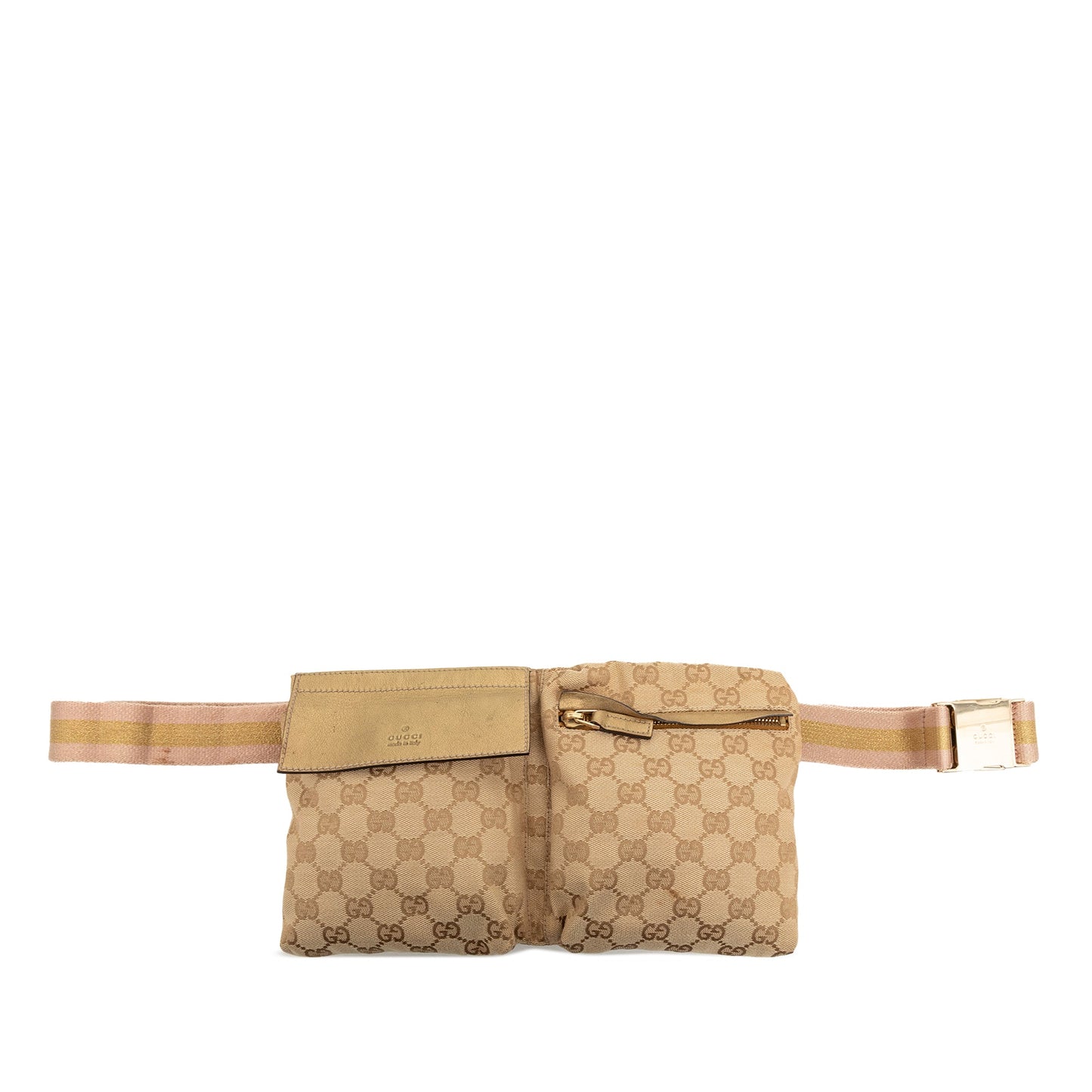 Gucci GG Canvas Web Double Pocket Belt Bag