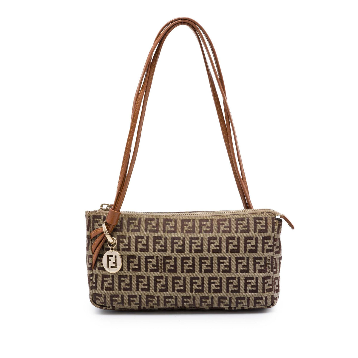 Fendi Zucchino Canvas Triple Strap Pochette Shoulder Bag — Brown