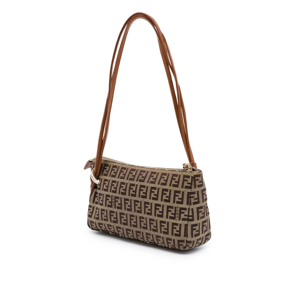 Fendi Zucchino Canvas Triple Strap Pochette Shoulder Bag — Brown