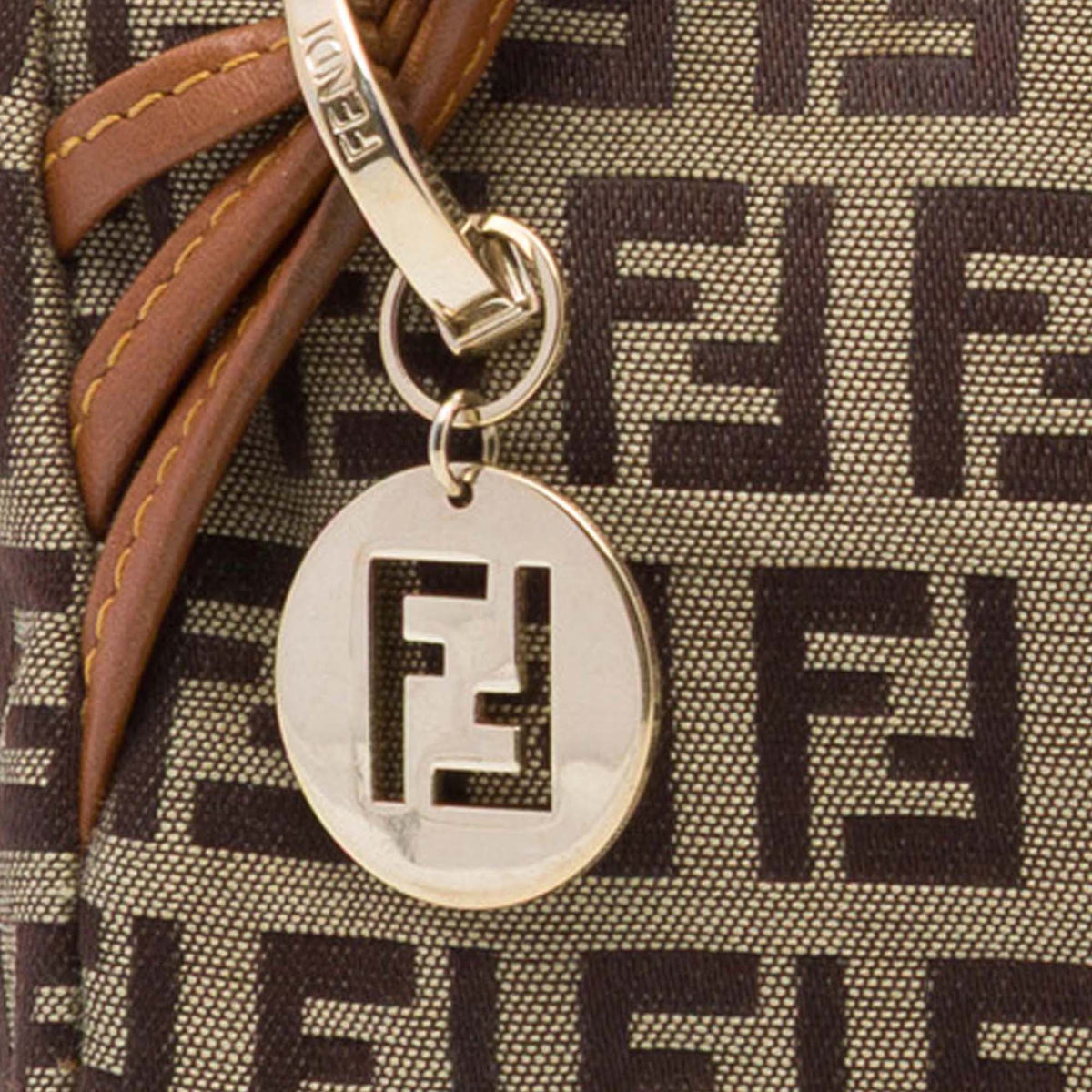 Fendi Zucchino Canvas Triple Strap Pochette Shoulder Bag — Brown