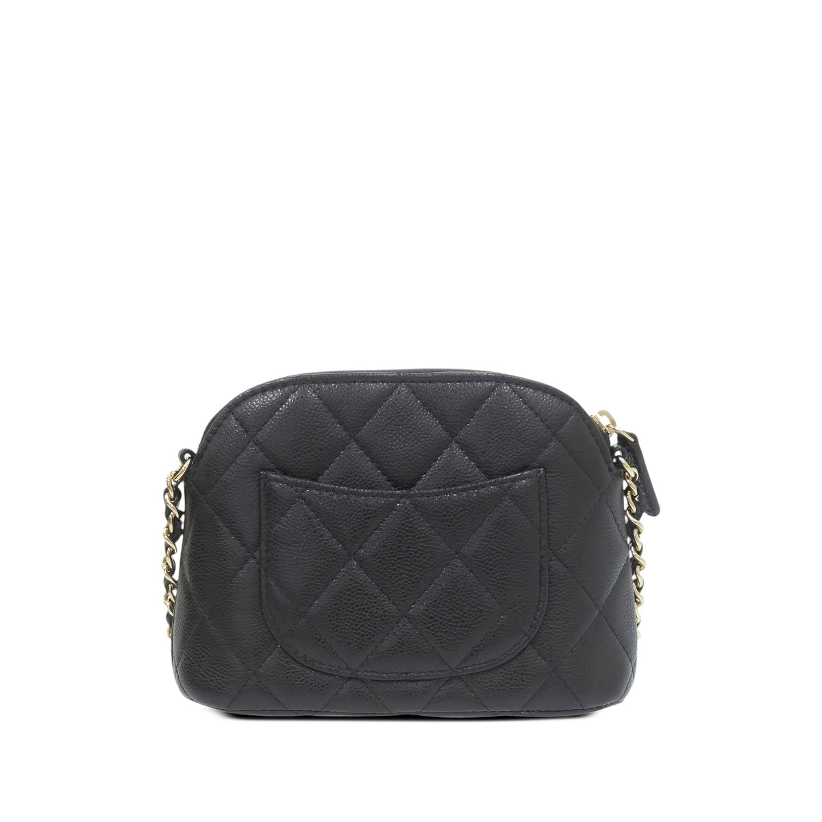 Chanel CC Caviar Dome Zip Clutch on Chain — Black