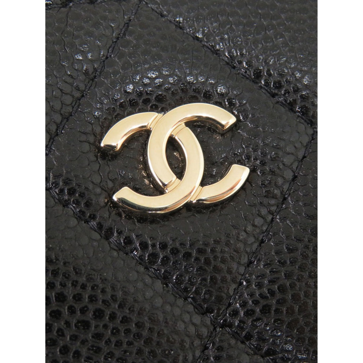 Chanel CC Caviar Dome Zip Clutch on Chain — Black