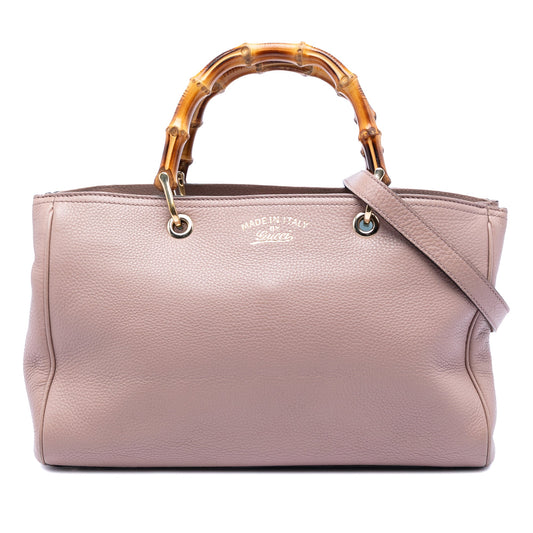 Medium Calfskin Bamboo Shopper Satchel