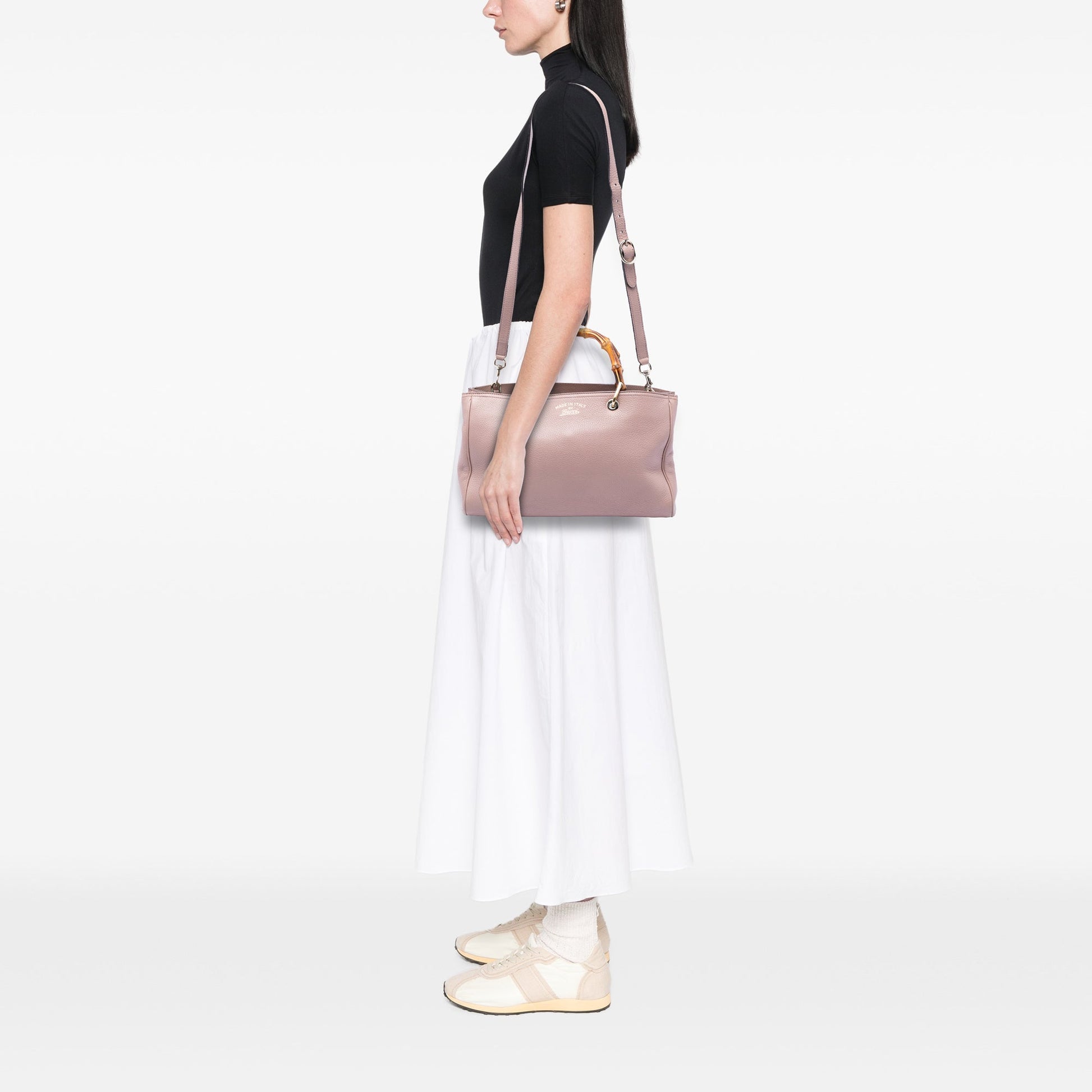 Medium Calfskin Bamboo Shopper Satchel