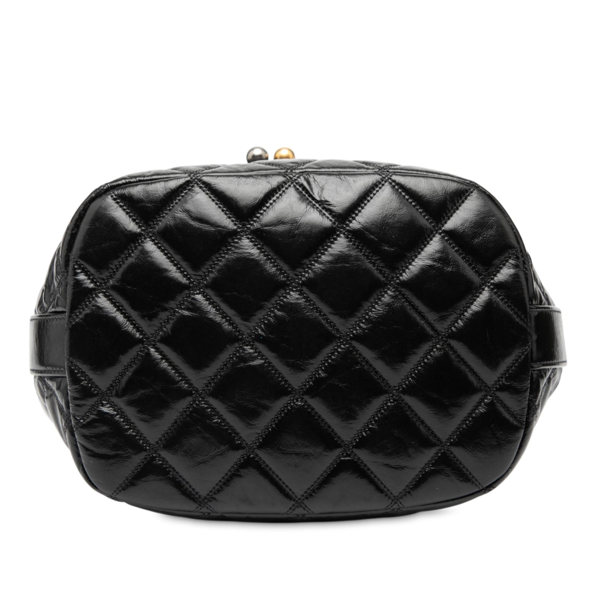 Chanel Shiny Aged Calfskin CC Chain Drawstring Bucket Bag