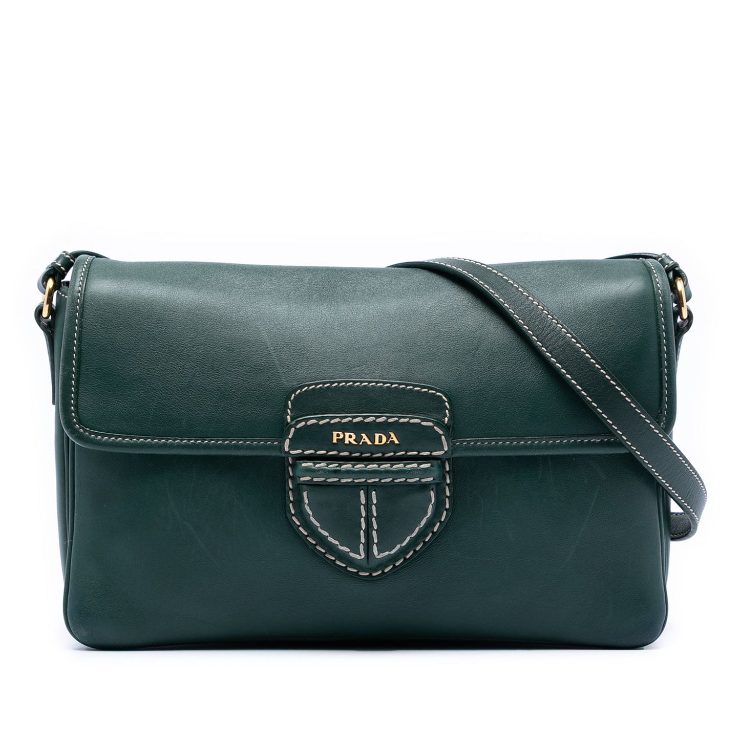 Prada City Calf Push Lock Flap Crossbody