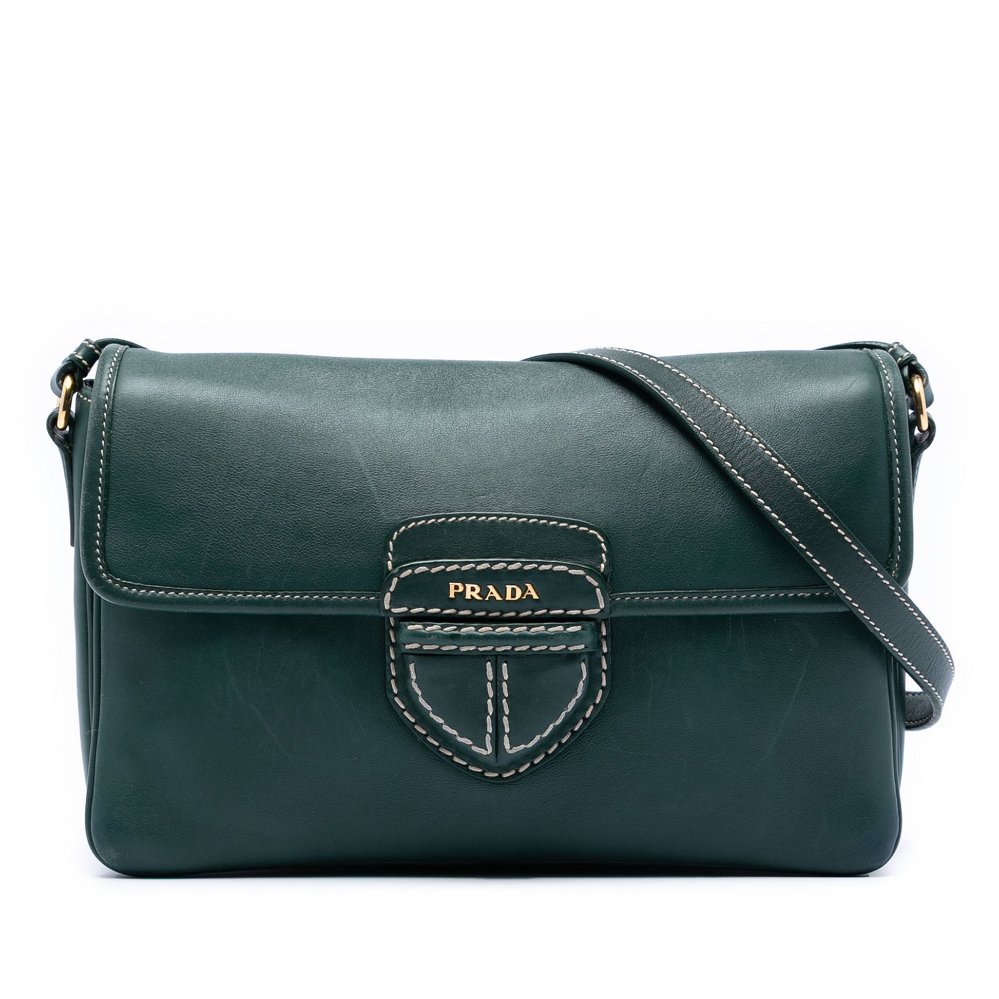 Prada City Calf Push Lock Flap Crossbody