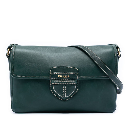 Prada City Calf Push Lock Flap Crossbody