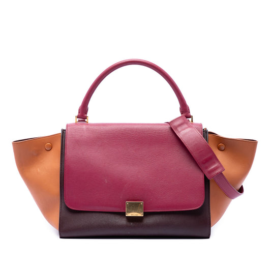 Celine Medium Tricolor Leather Trapeze Satchel