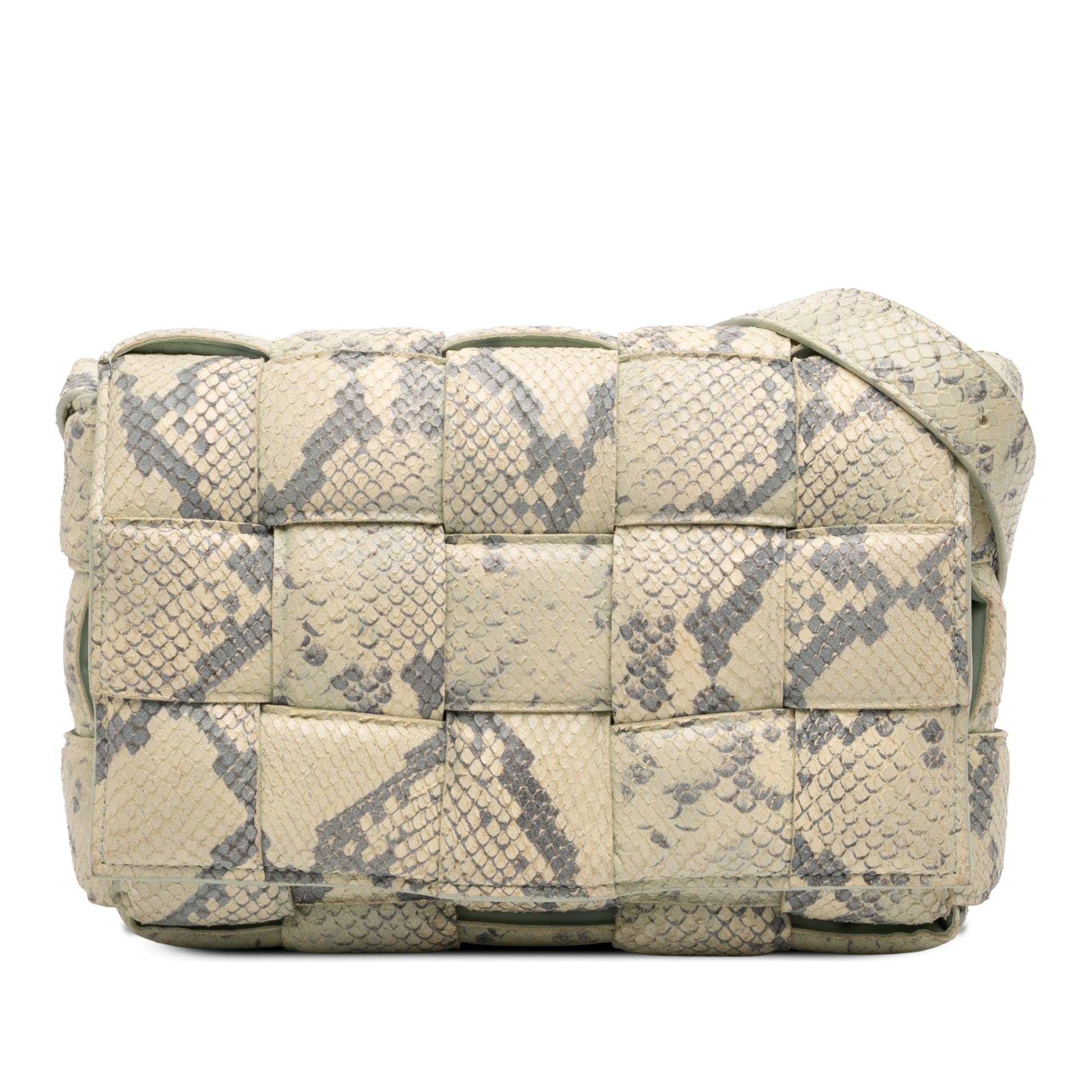 Bottega Veneta Python Embossed Goatskin Intrecciato Padded Cassette Crossbody