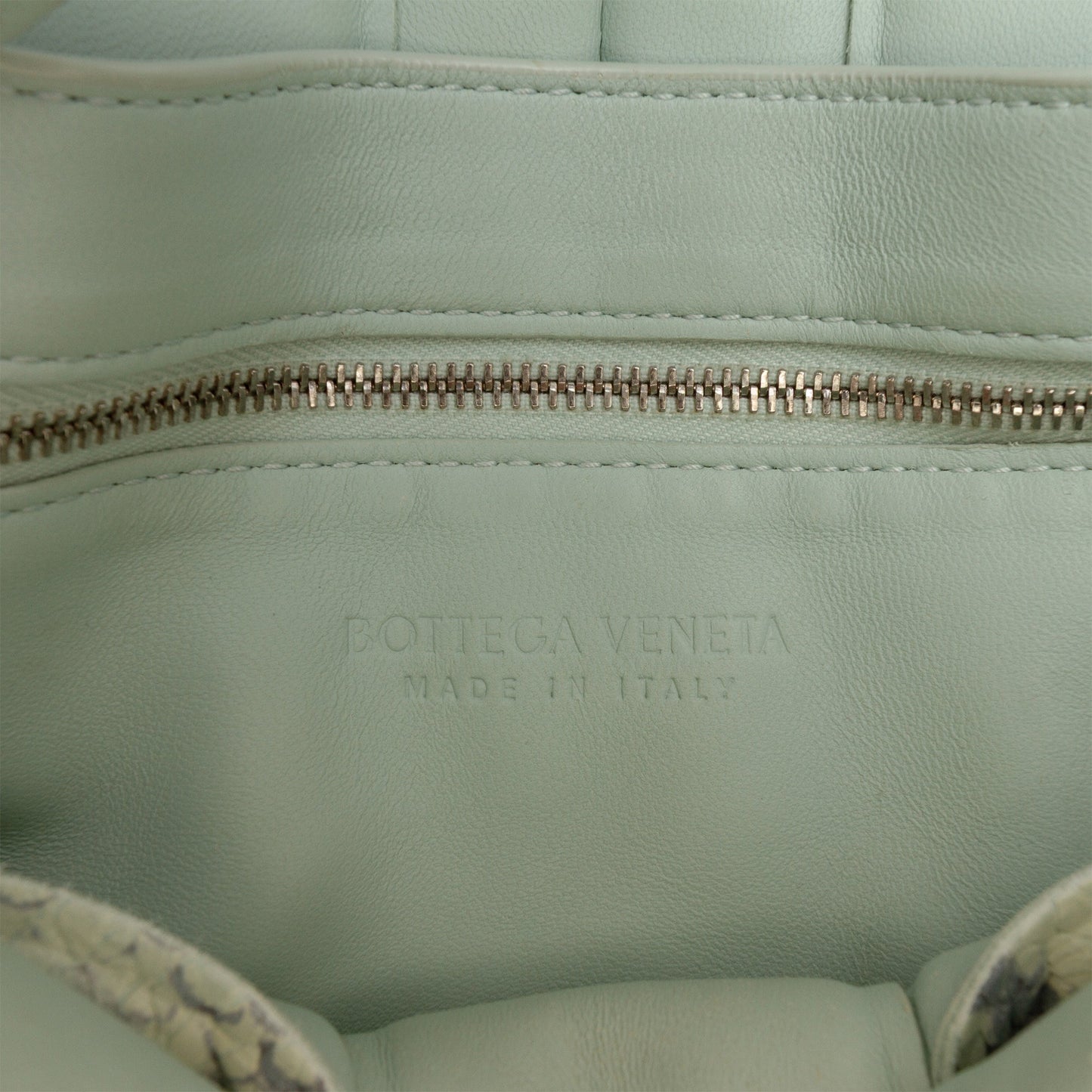 Bottega Veneta Python Embossed Goatskin Intrecciato Padded Cassette Crossbody
