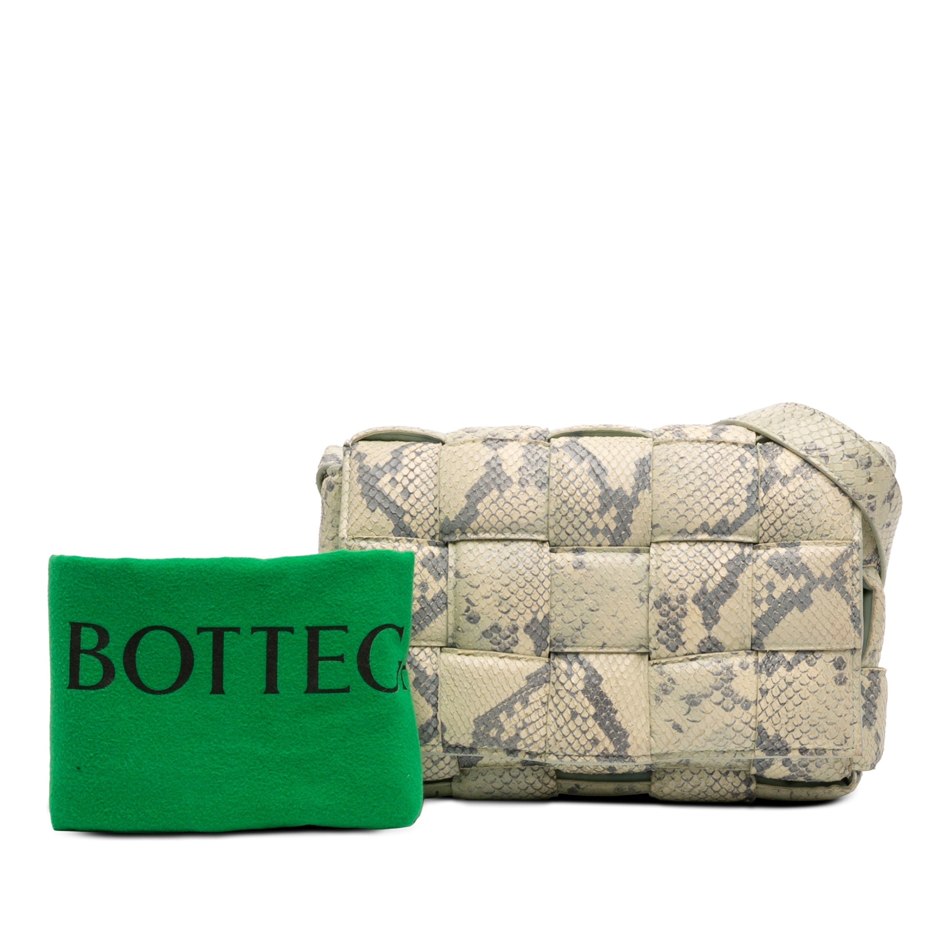 Bottega Veneta Python Embossed Goatskin Intrecciato Padded Cassette Crossbody