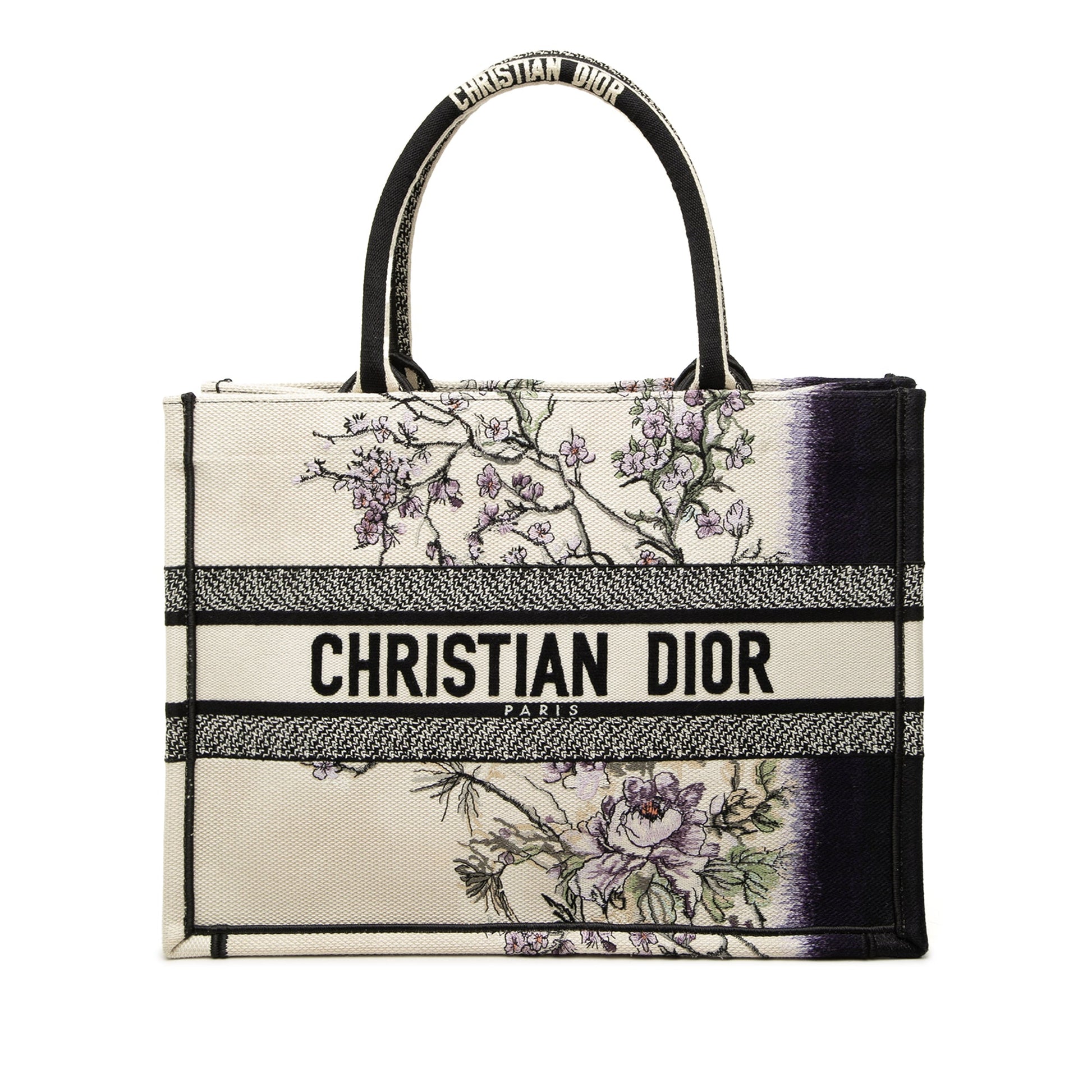 Dior Medium Canvas Floral Embroidered Book Tote