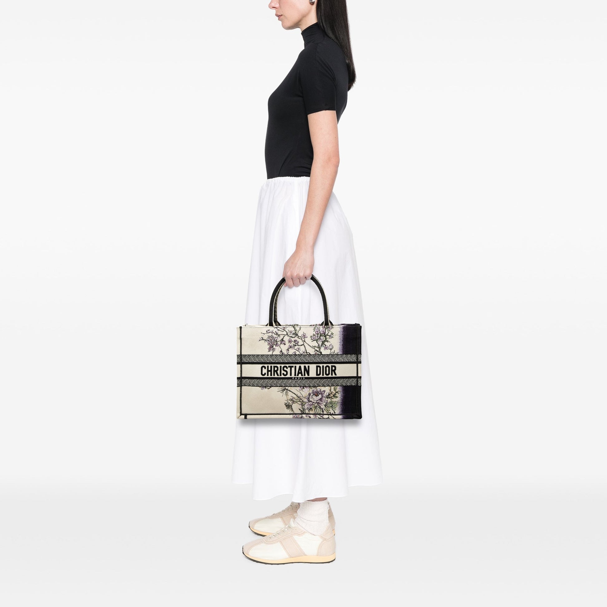 Dior Medium Canvas Floral Embroidered Book Tote