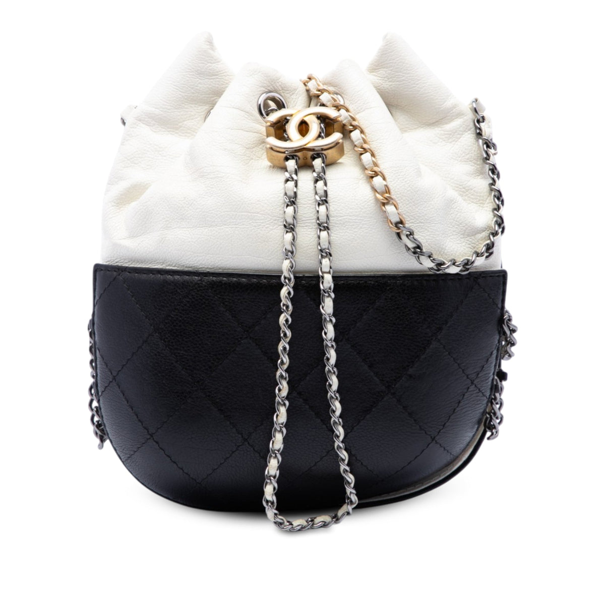 Chanel Small Bicolor Quilted Calfskin Gabrielle Bucket Bag
