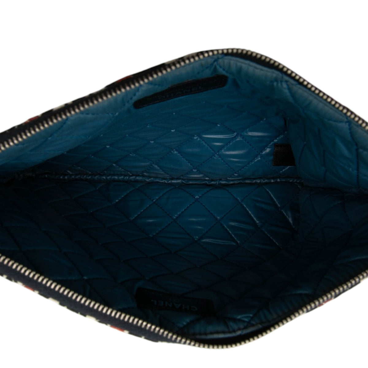 Chanel Dubai Paris Medium Quilted Printed Canvas O Case Clutch