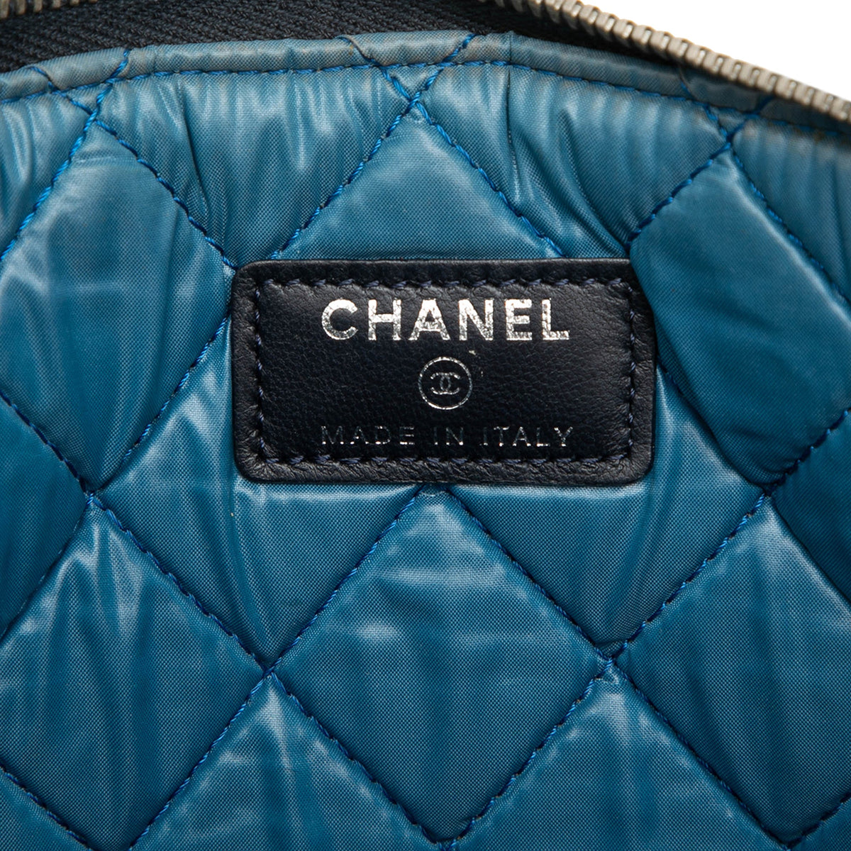 Chanel Dubai Paris Medium Quilted Printed Canvas O Case Clutch