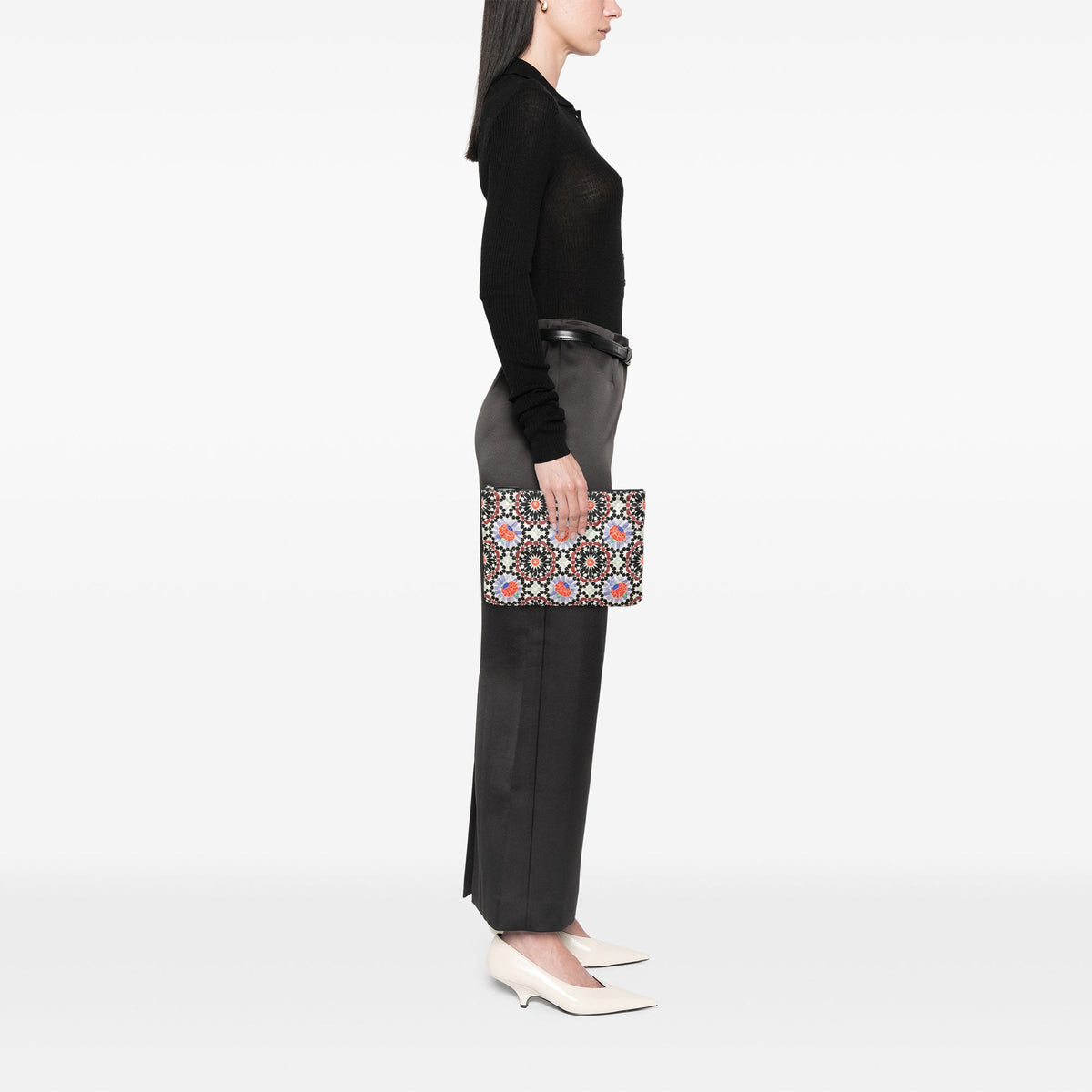 Chanel Dubai Paris Medium Quilted Printed Canvas O Case Clutch