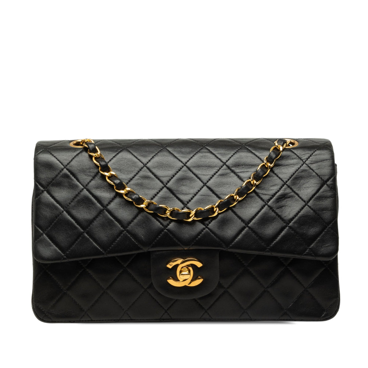 Chanel Medium Classic Lambskin Double Flap — Black