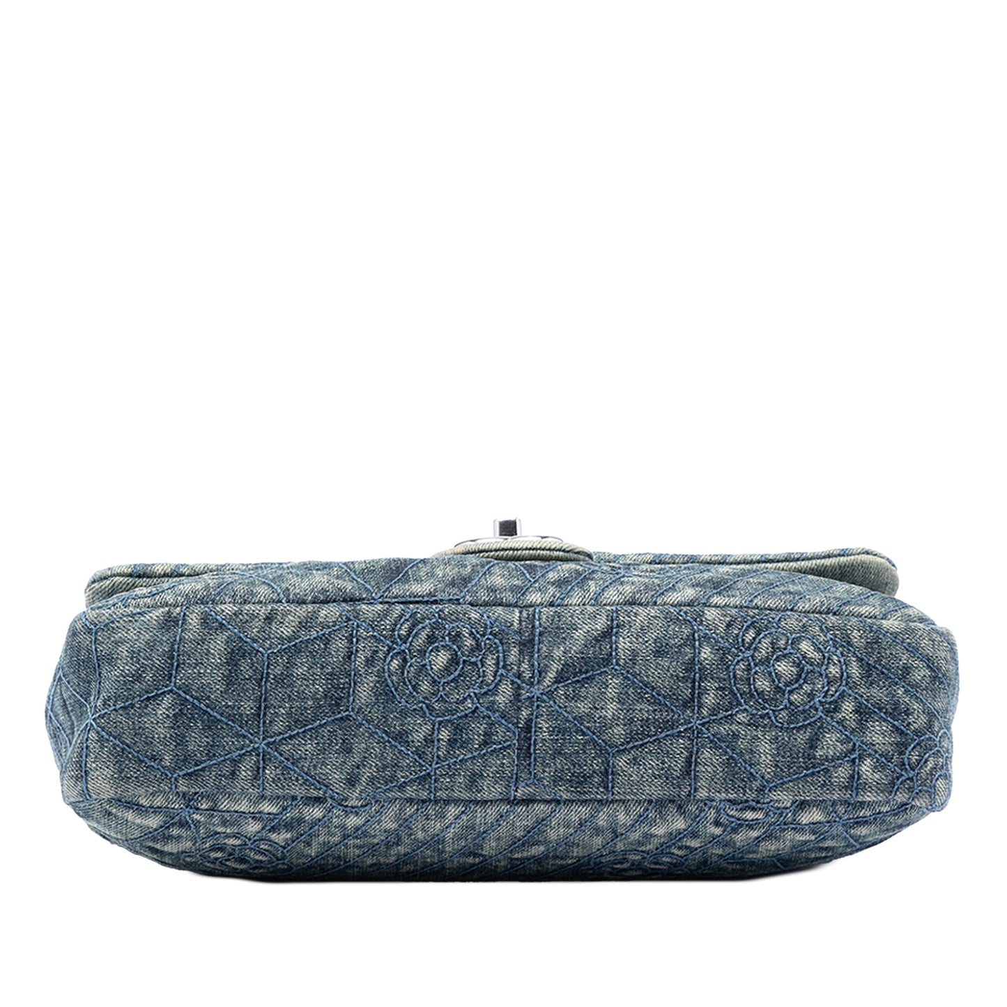 Chanel Medium Embroidered Denim Camellia Flap