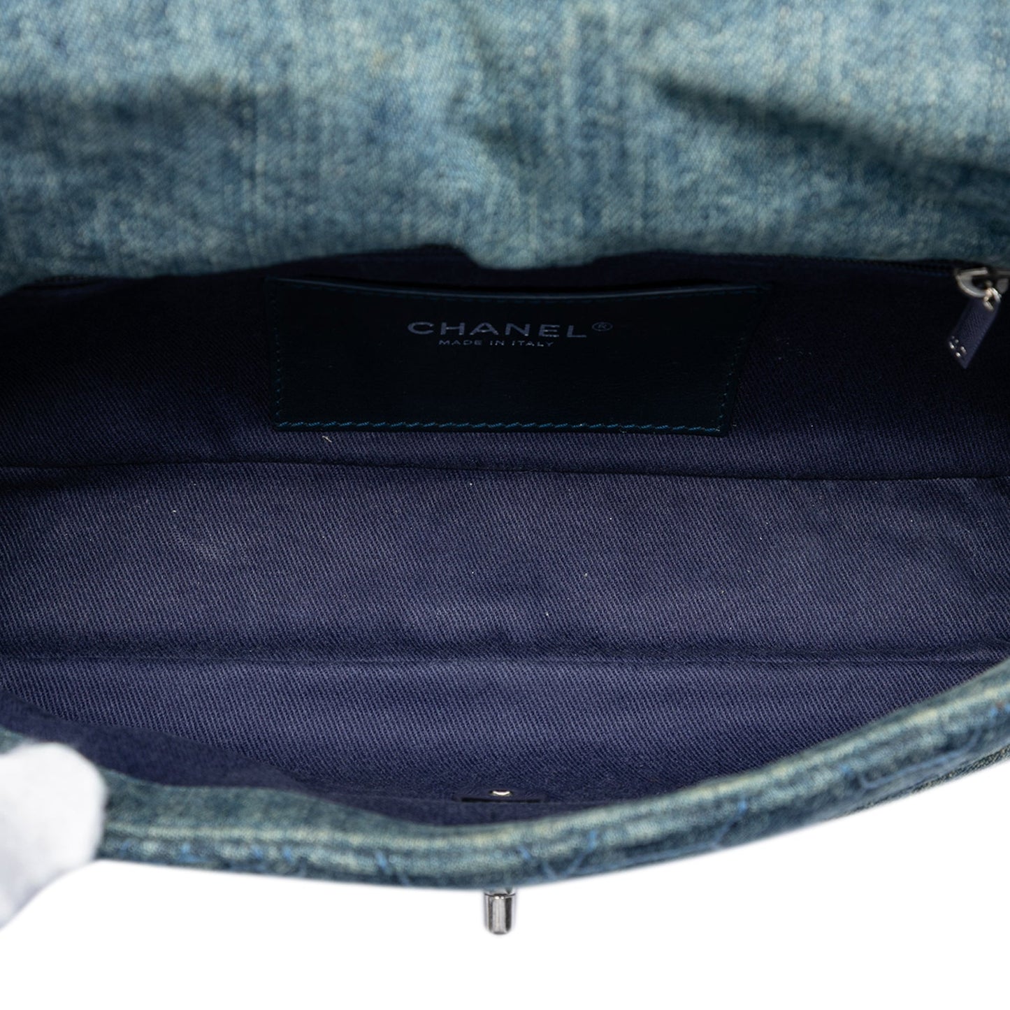 Chanel Medium Embroidered Denim Camellia Flap