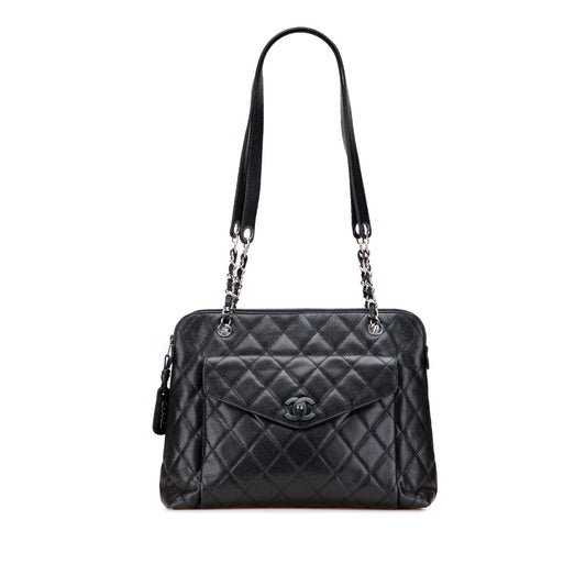 Chanel CC Quilted Caviar Front Pocket Shoulder Bag