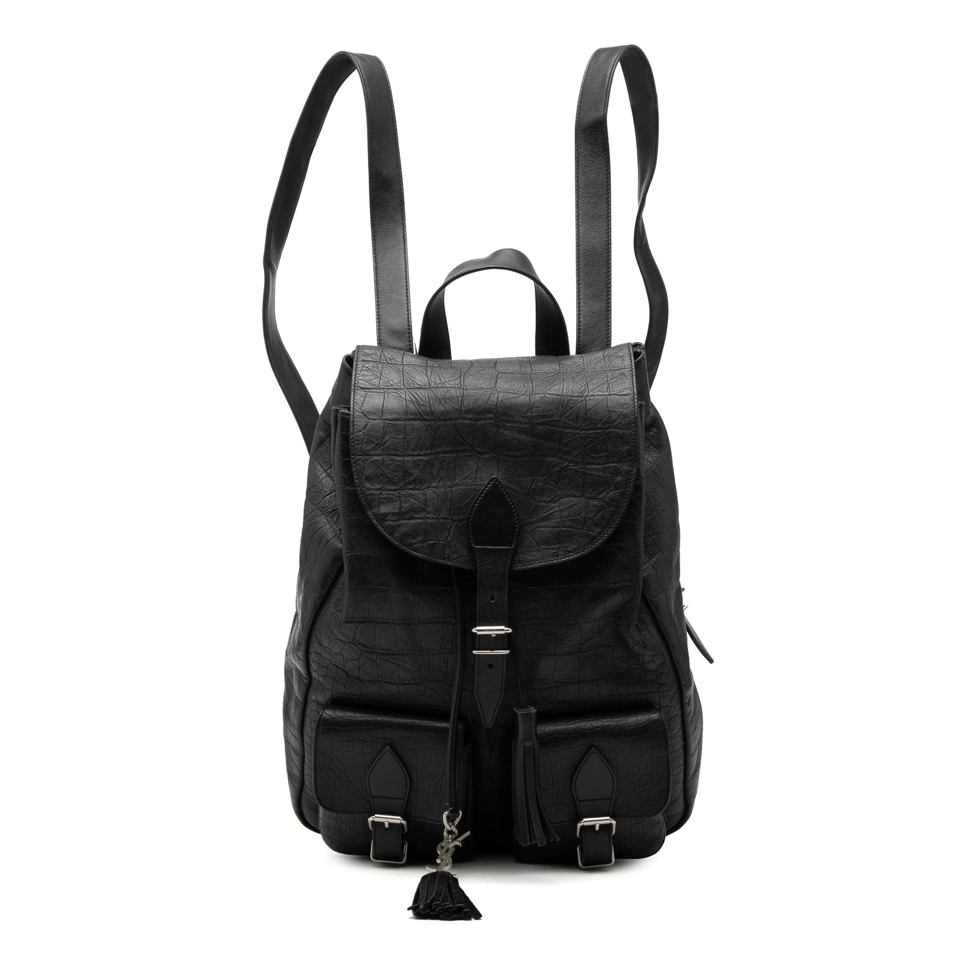 Saint Laurent Croc Embossed Leather Festival Backpack
