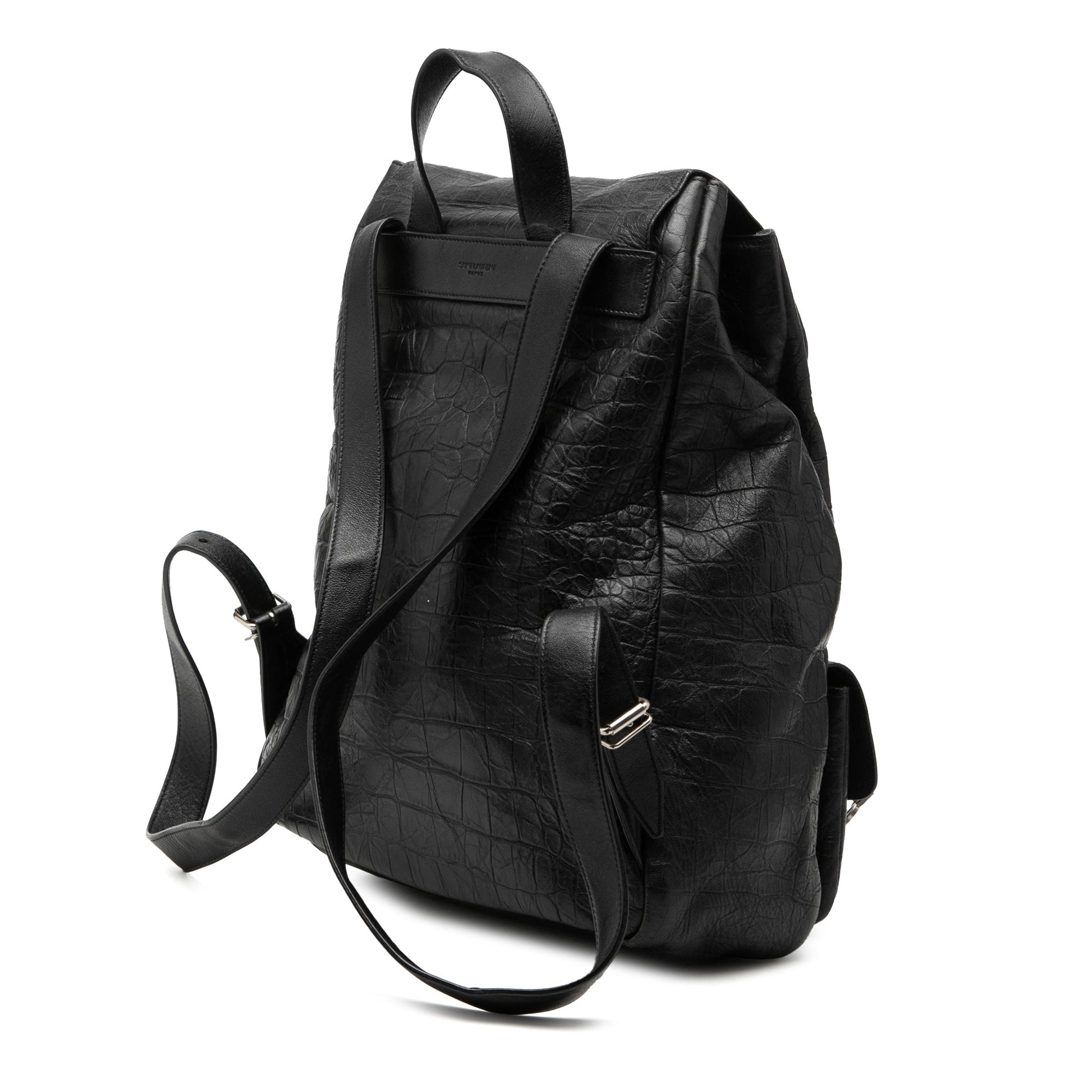 Saint Laurent Croc Embossed Leather Festival Backpack
