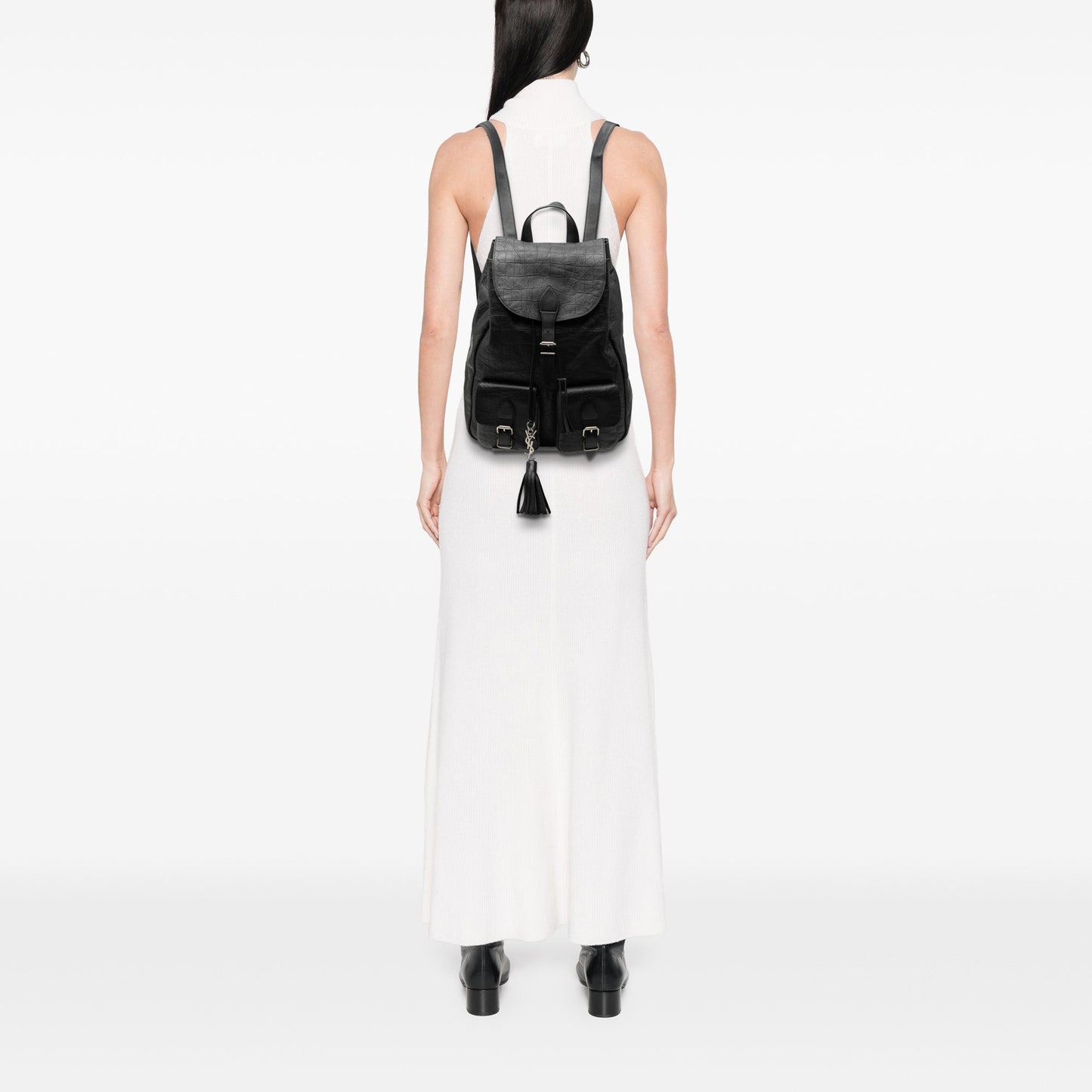 Saint Laurent Croc Embossed Leather Festival Backpack