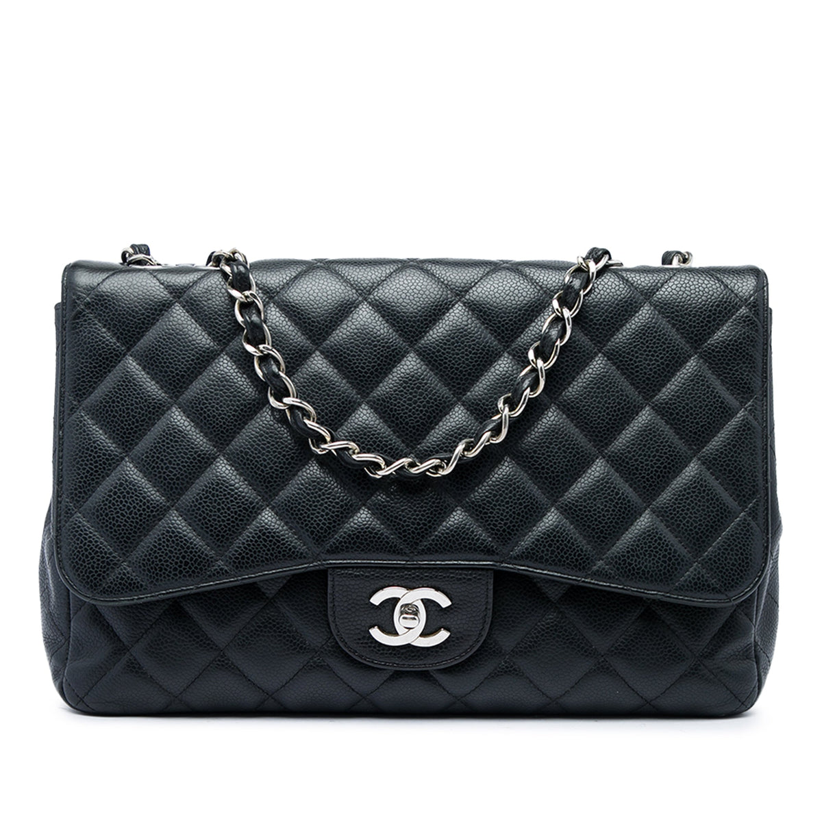Chanel Jumbo Classic Caviar Single Flap — Black
