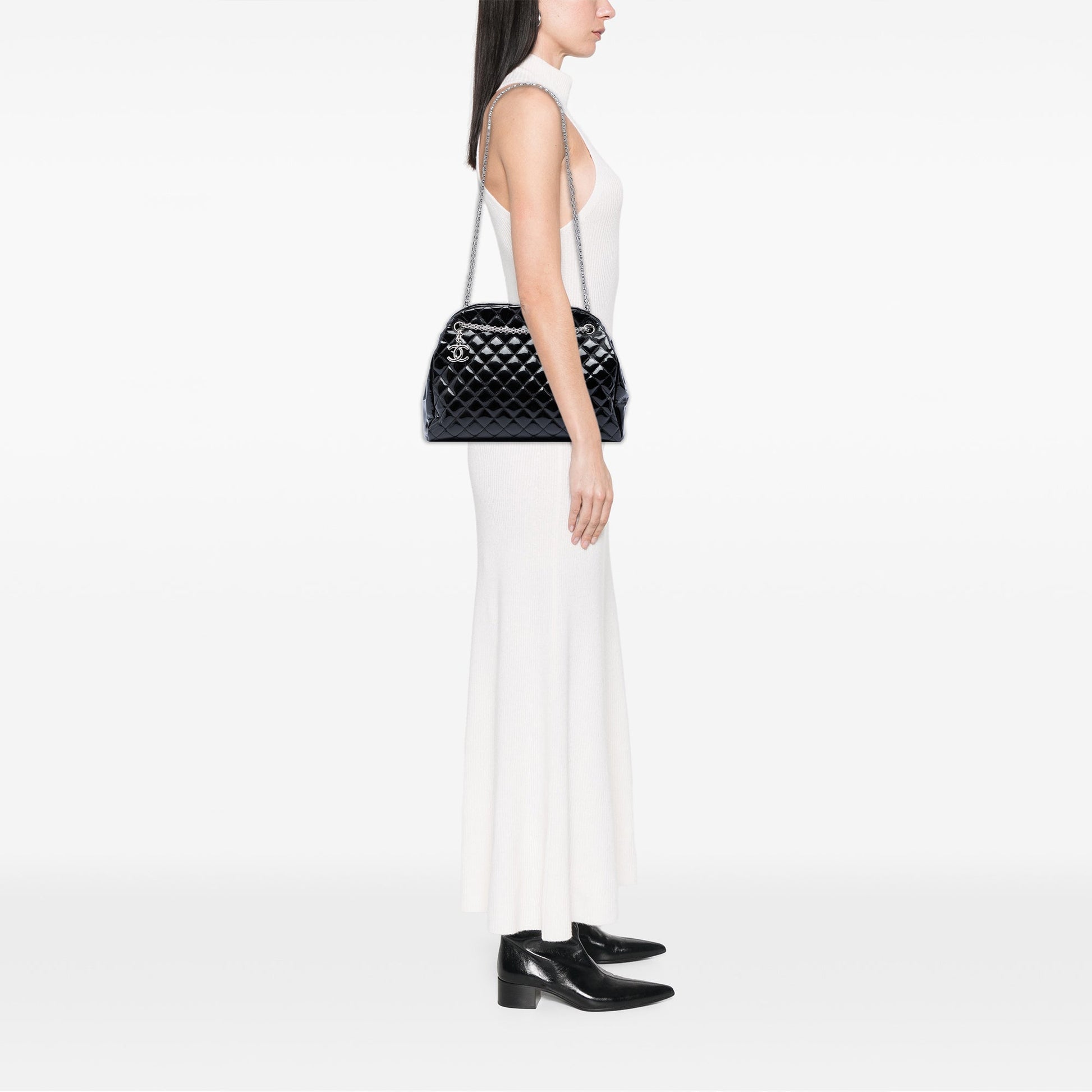 Chanel Large Quilted Patent Just Mademoiselle Bowling Bag
