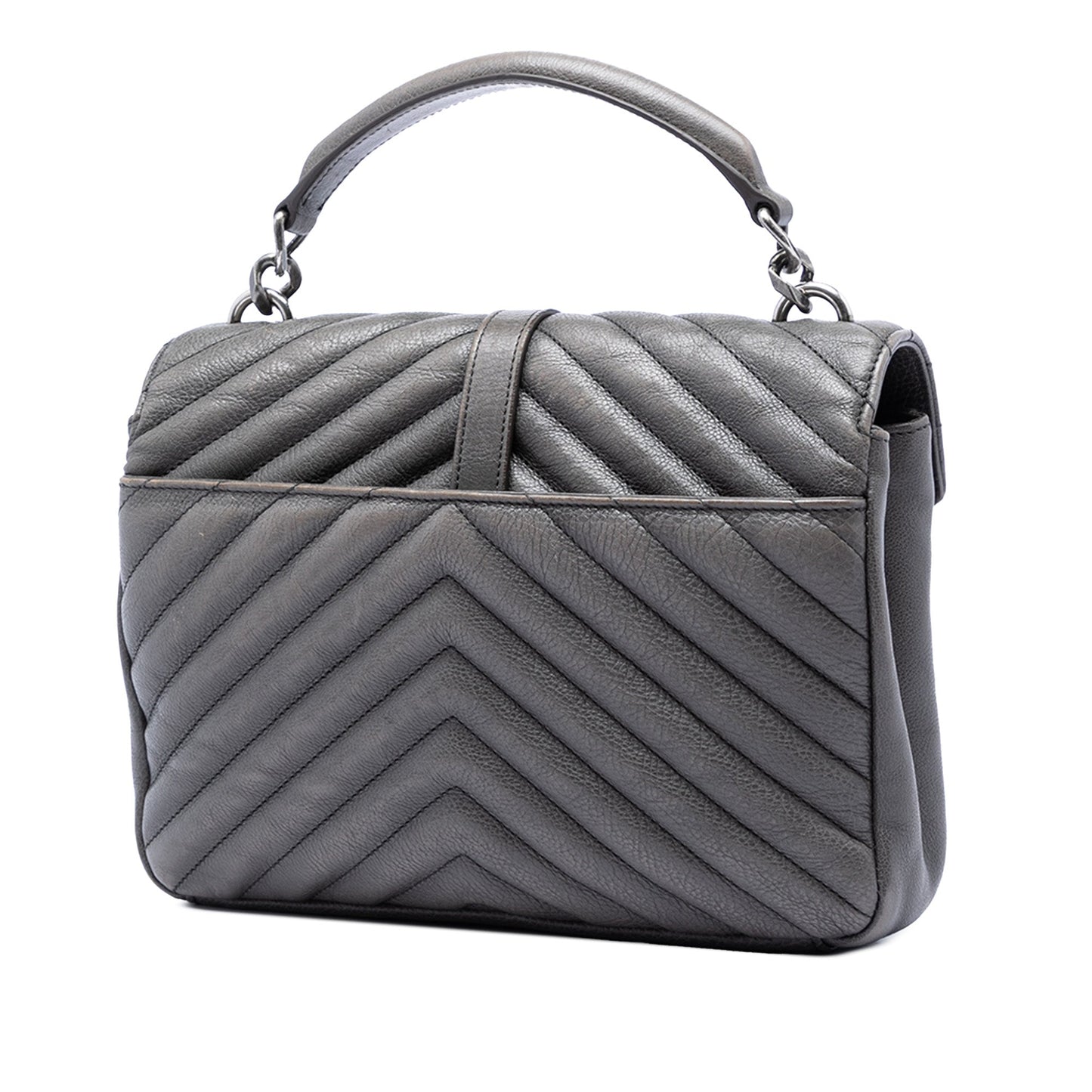 Saint Laurent Medium Chevron Sheepskin Monogram College Satchel