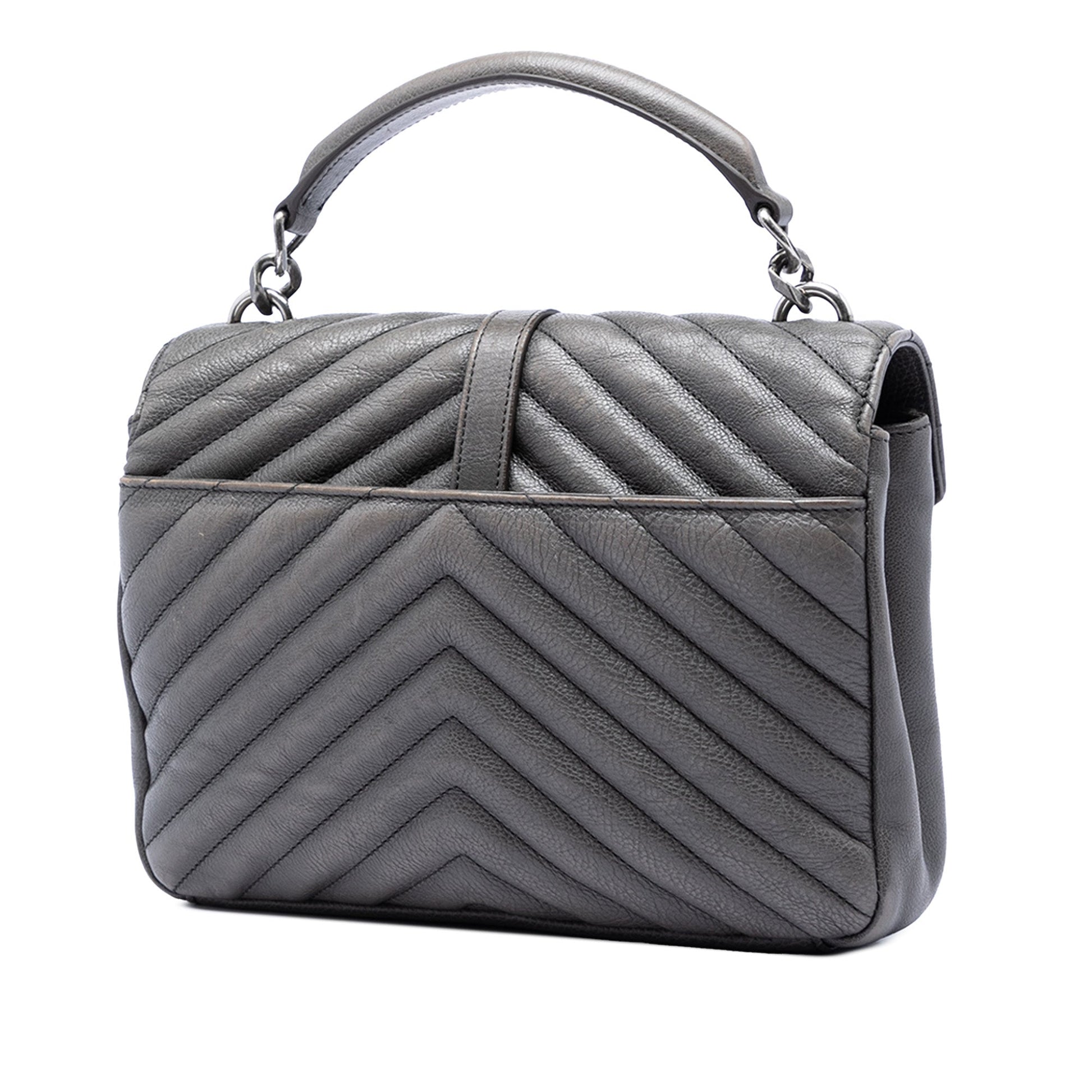 Saint Laurent Medium Chevron Sheepskin Monogram College Satchel
