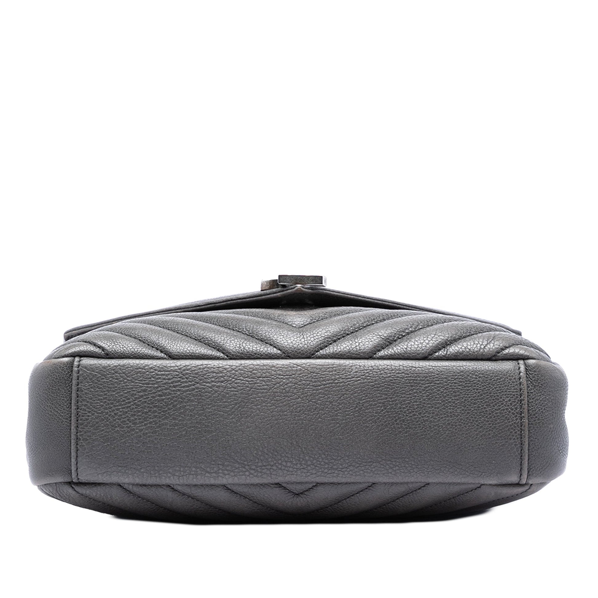 Saint Laurent Medium Chevron Sheepskin Monogram College Satchel