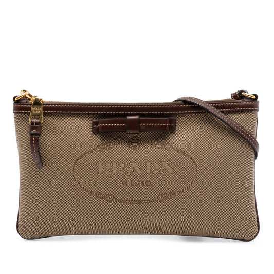 Prada Canvas Canapa Logo Bow Shoulder Bag